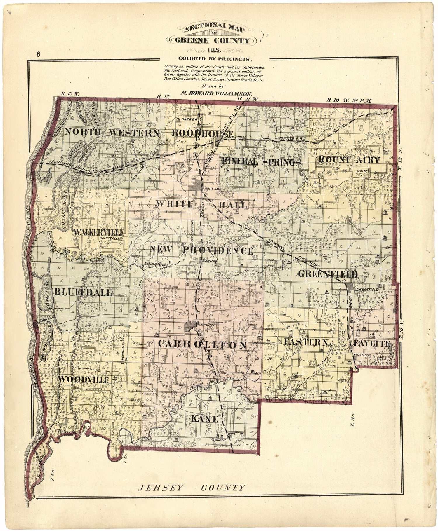 This old map of Sectional Map of Greene County, Ills. from Atlas Map of Greene County, Illinois from 1873 was created by Lyter &amp; Co Andreas in 1873