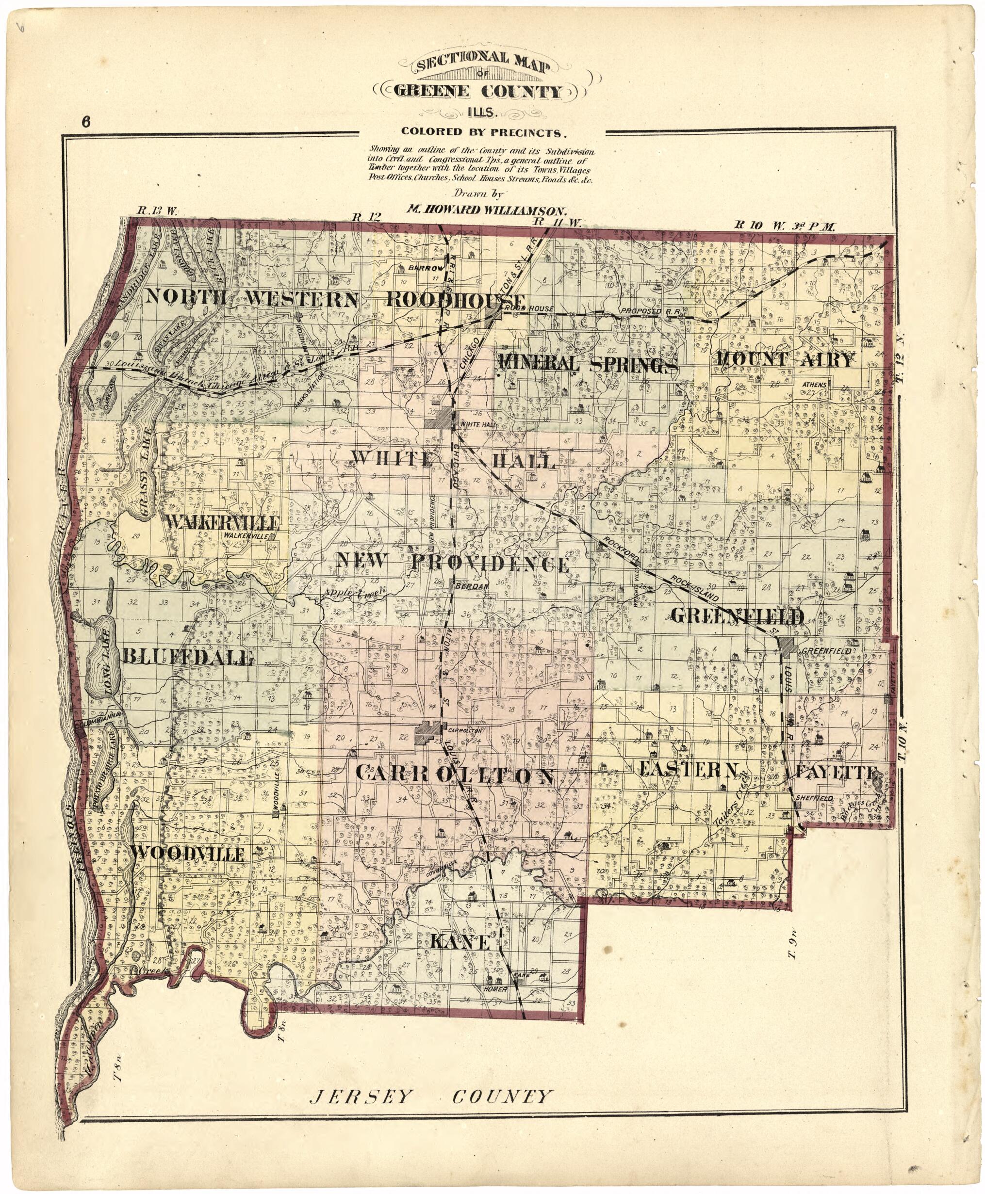 This old map of Sectional Map of Greene County, Ills. from Atlas Map of Greene County, Illinois from 1873 was created by Lyter &amp; Co Andreas in 1873