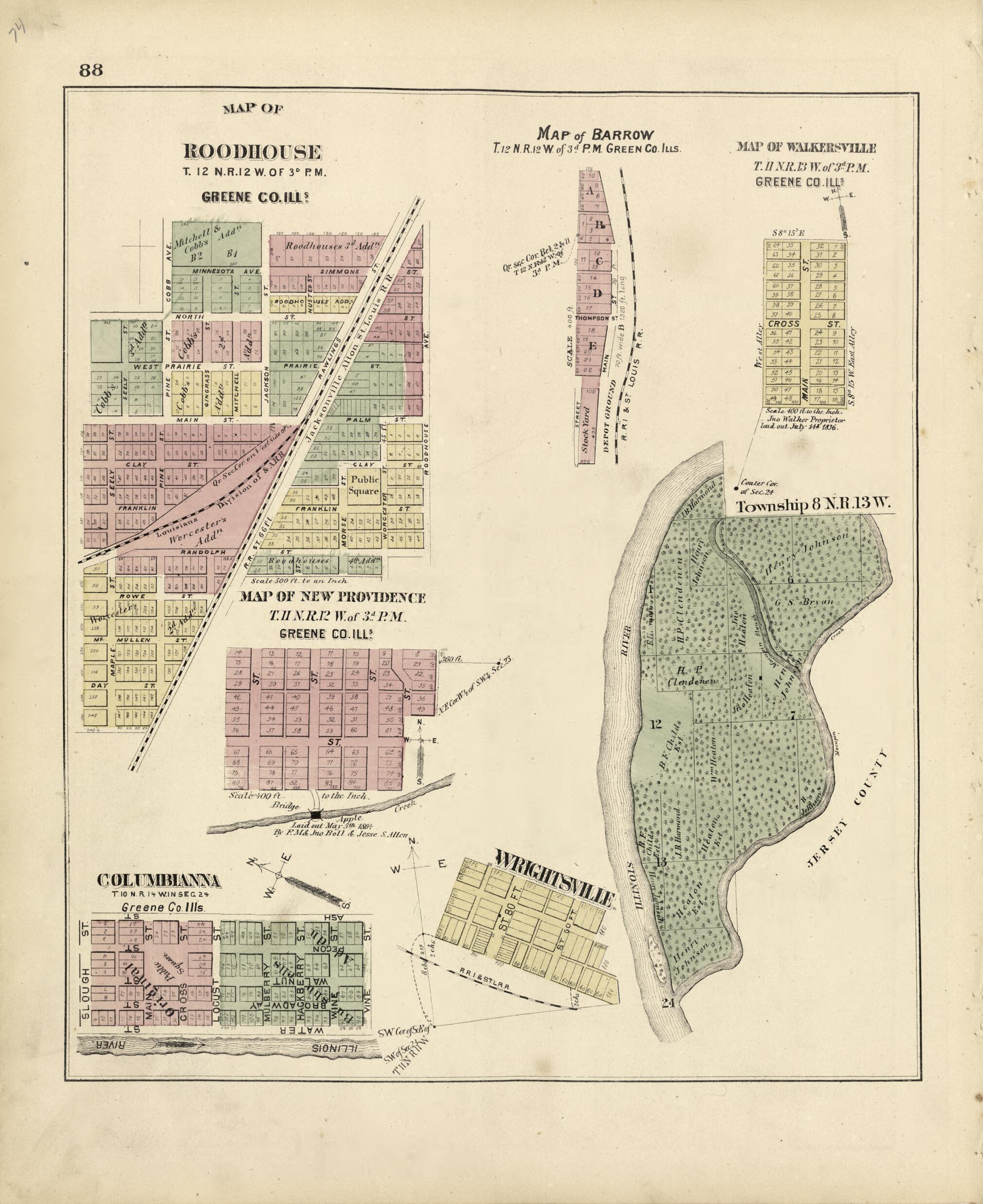 This old map of Map of Roodhouse from Atlas Map of Greene County, Illinois from 1873 was created by Lyter &amp; Co Andreas in 1873