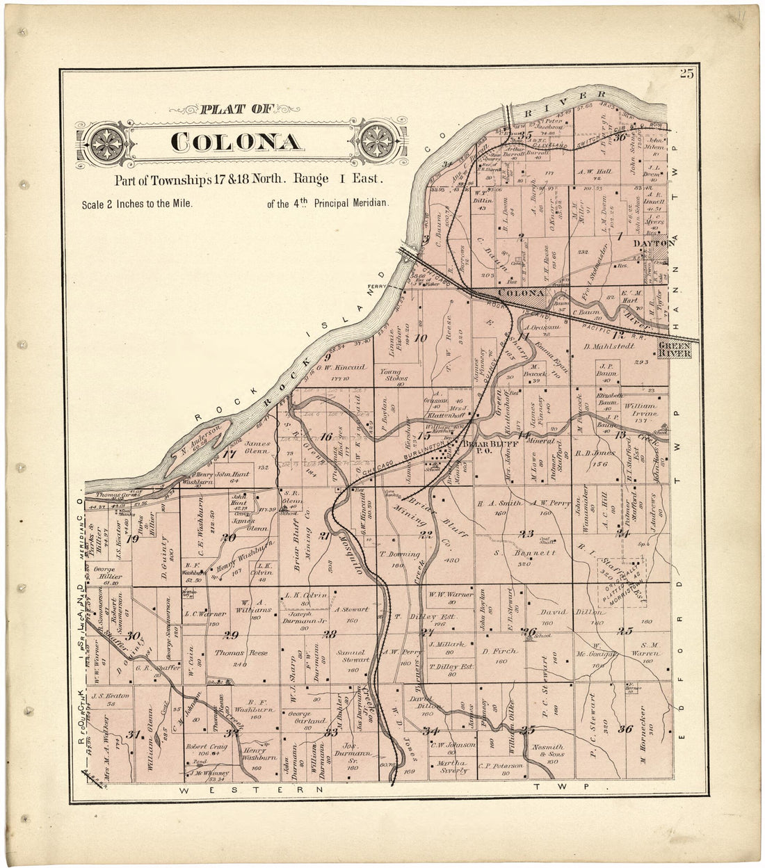 This old map of Plat of Colona from Plat Book of Henry County, Illinois from 1893 was created by  Geo. A. Ogle &amp; Co in 1893