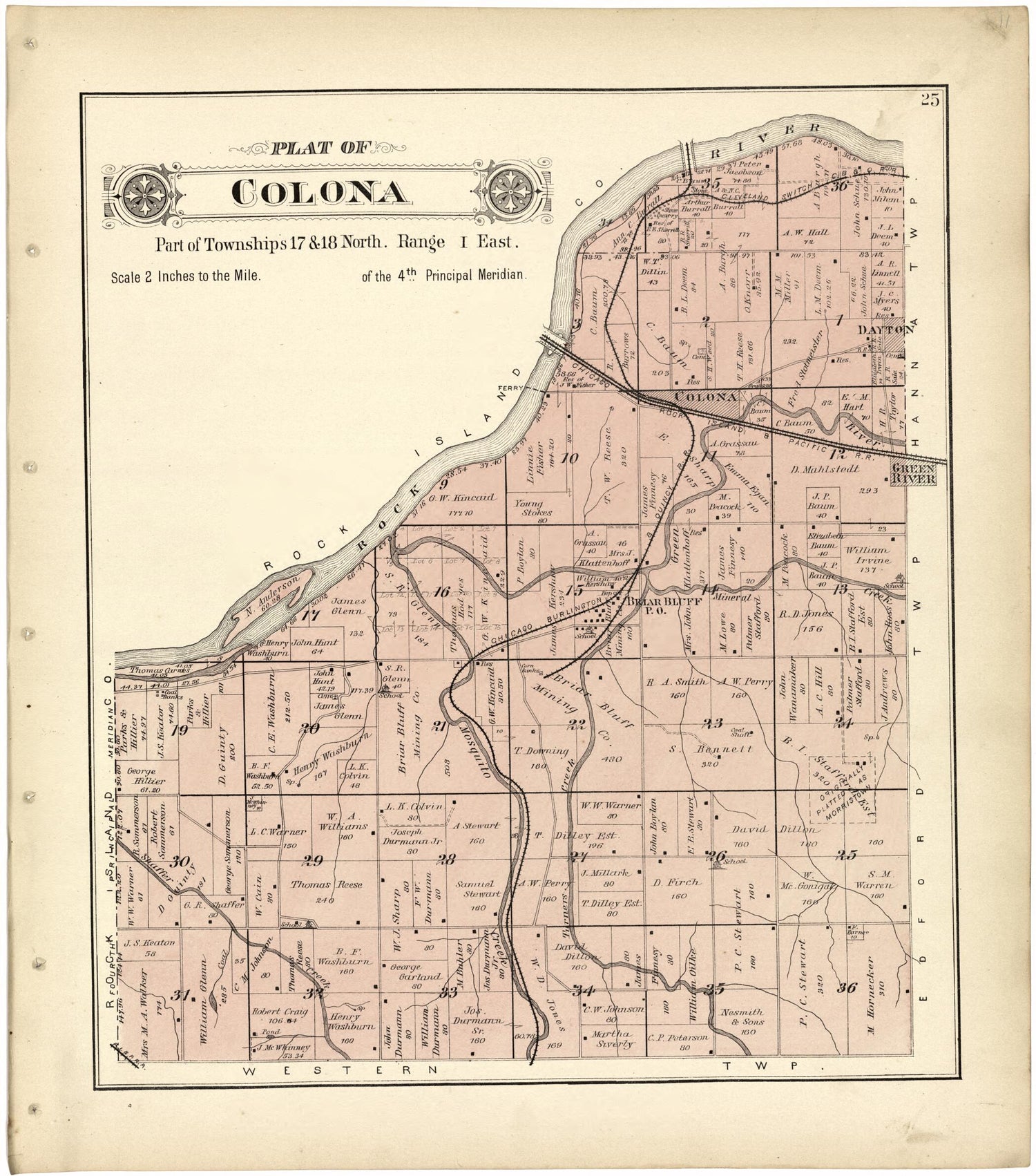 This old map of Plat of Colona from Plat Book of Henry County, Illinois from 1893 was created by  Geo. A. Ogle &amp; Co in 1893