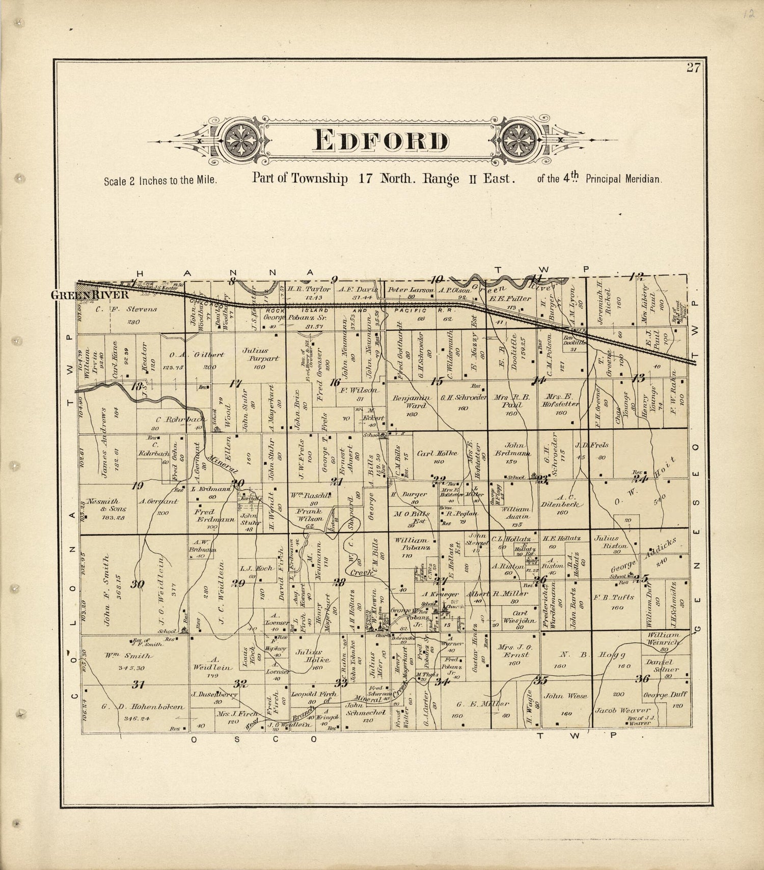 This old map of Edford from Plat Book of Henry County, Illinois from 1893 was created by  Geo. A. Ogle &amp; Co in 1893