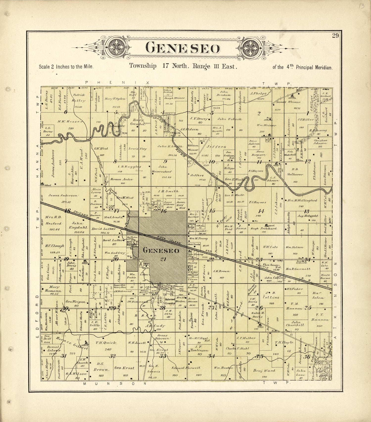 This old map of Geneseo from Plat Book of Henry County, Illinois from 1893 was created by  Geo. A. Ogle &amp; Co in 1893