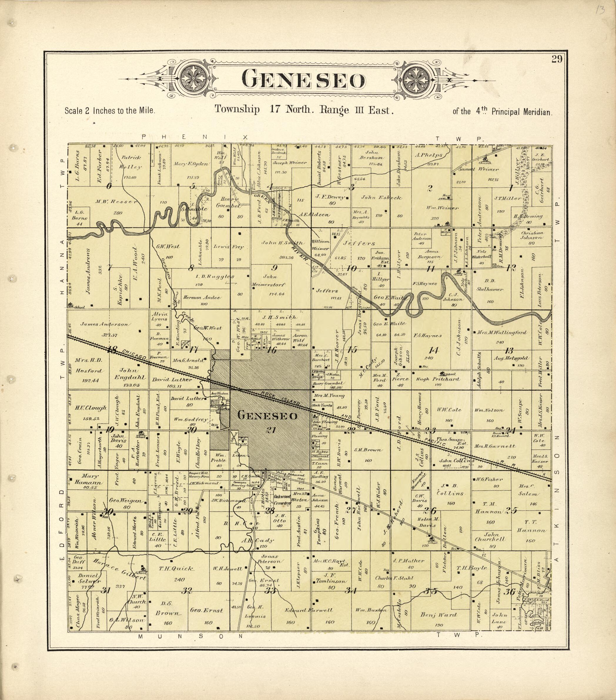 This old map of Geneseo from Plat Book of Henry County, Illinois from 1893 was created by  Geo. A. Ogle &amp; Co in 1893