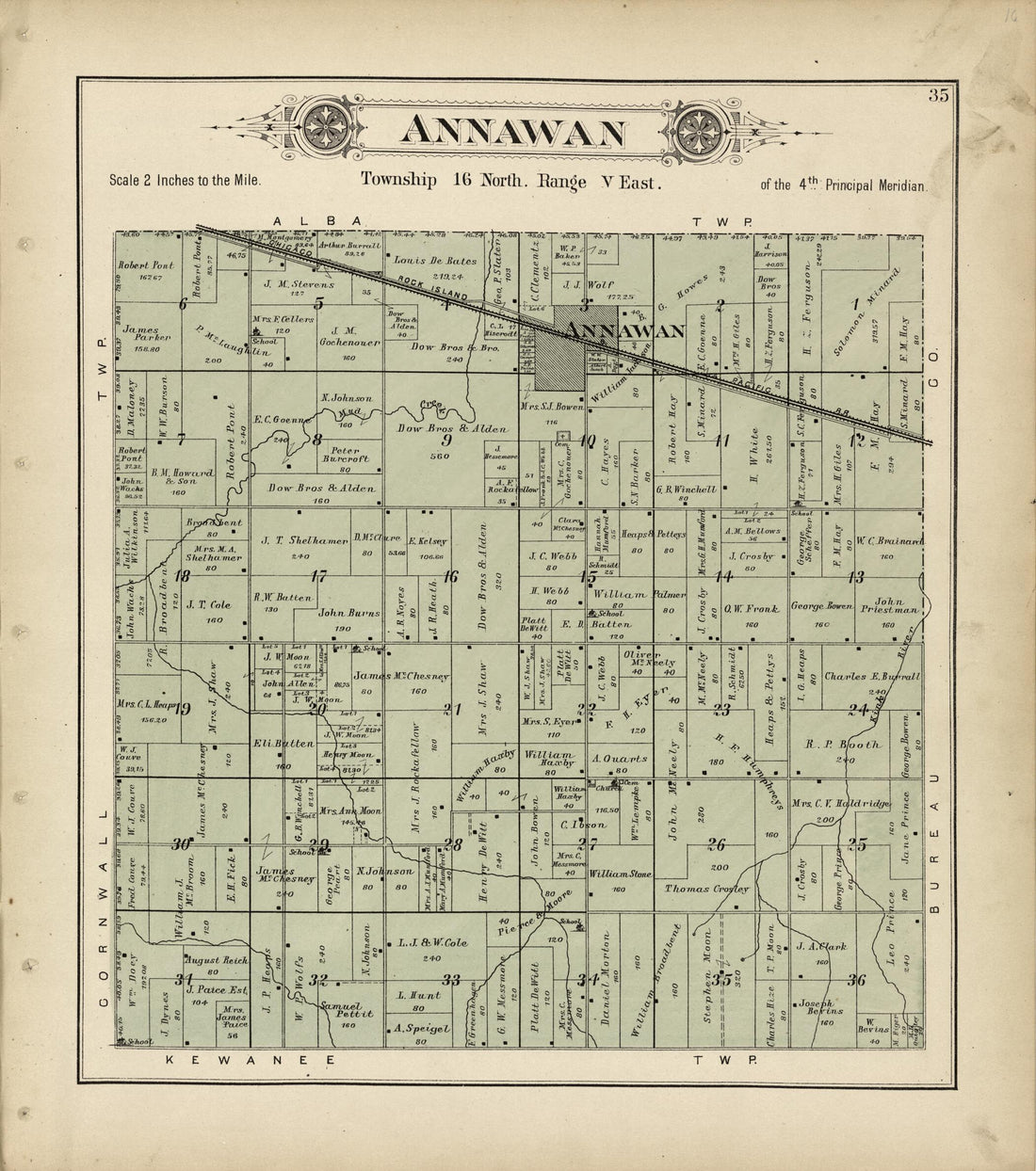 This old map of Annawan from Plat Book of Henry County, Illinois from 1893 was created by  Geo. A. Ogle &amp; Co in 1893