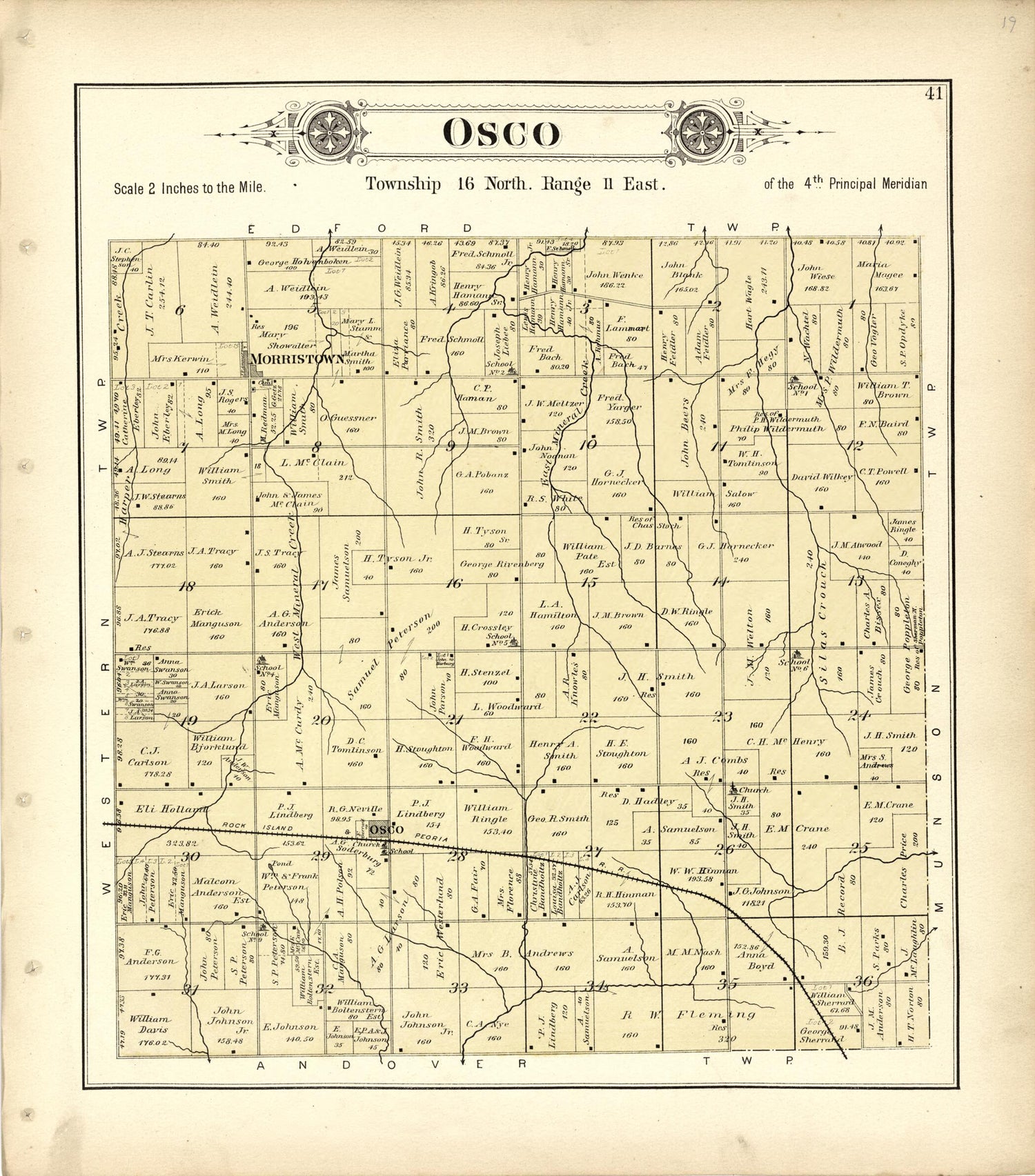 This old map of Osco from Plat Book of Henry County, Illinois from 1893 was created by  Geo. A. Ogle &amp; Co in 1893
