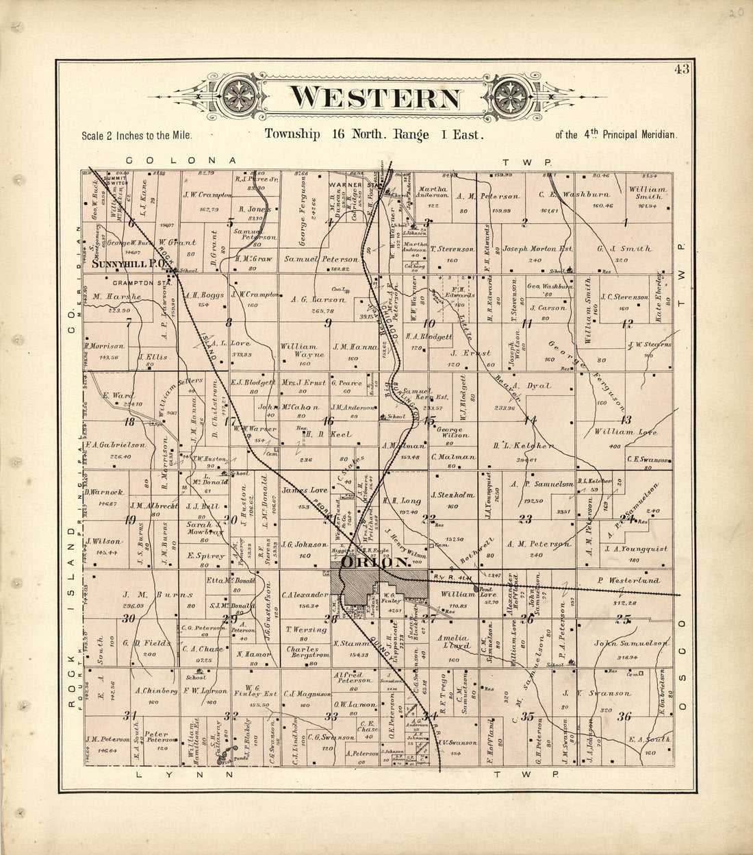This old map of Western from Plat Book of Henry County, Illinois from 1893 was created by  Geo. A. Ogle &amp; Co in 1893