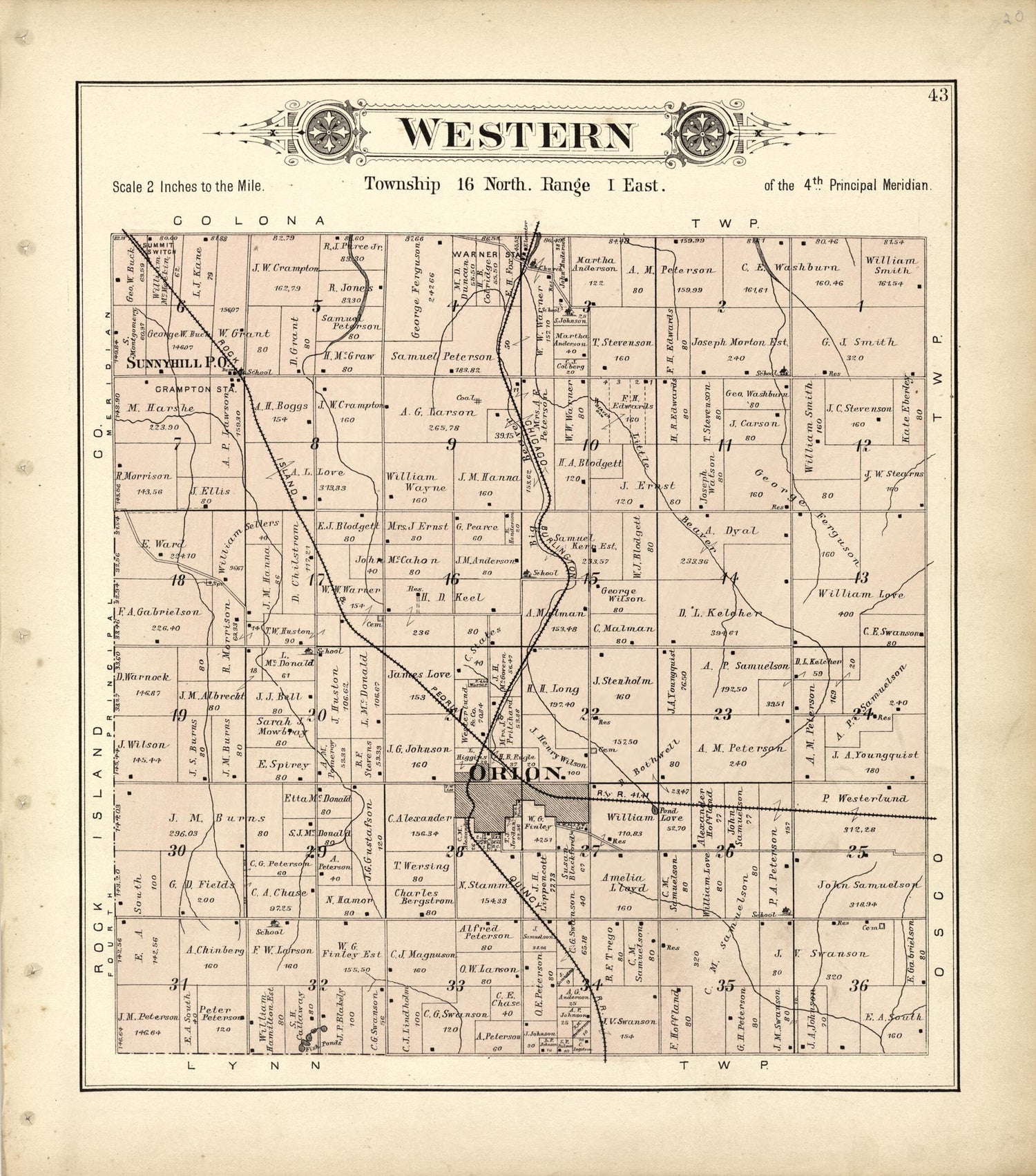 This old map of Western from Plat Book of Henry County, Illinois from 1893 was created by  Geo. A. Ogle &amp; Co in 1893