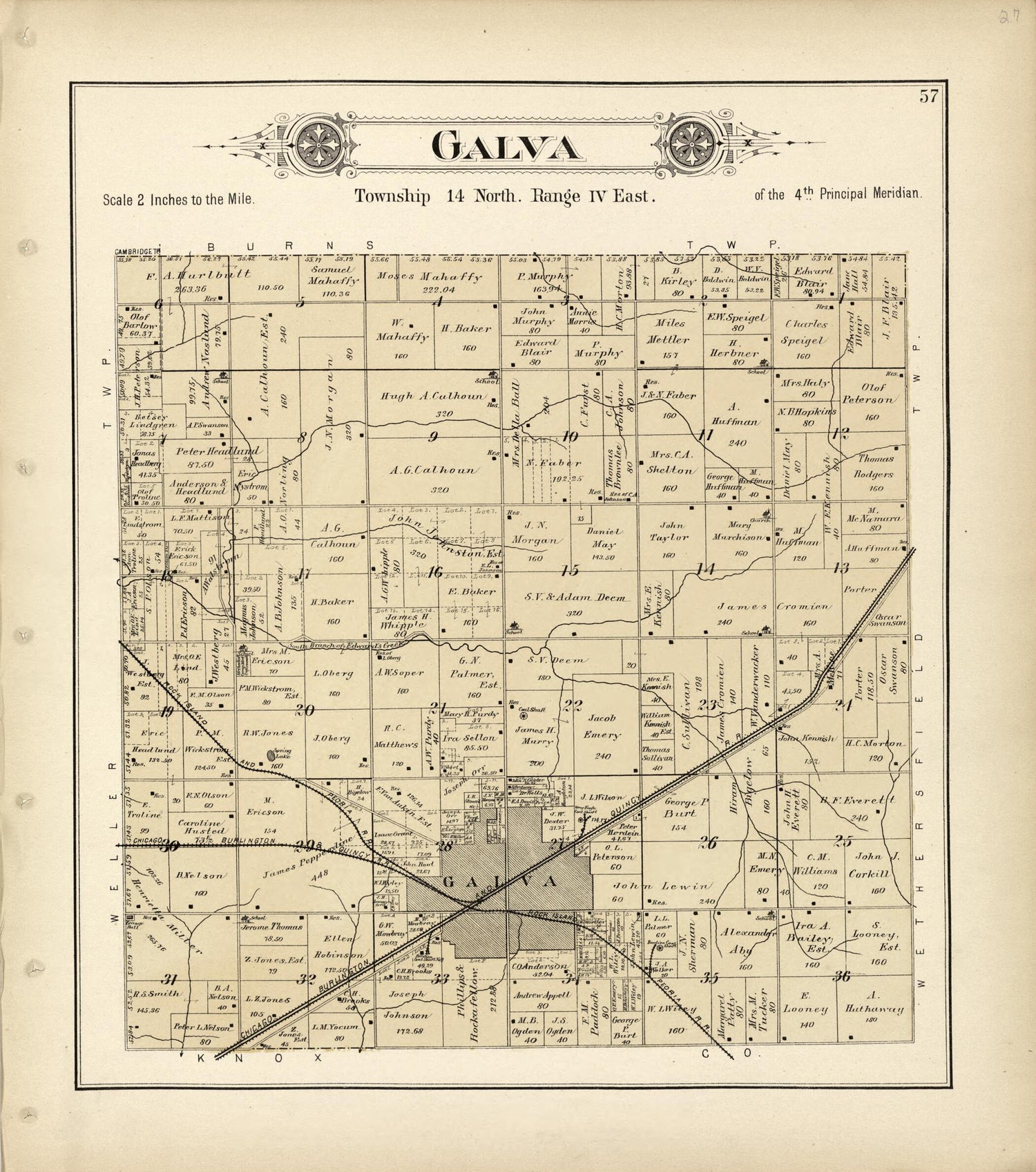 This old map of Galva from Plat Book of Henry County, Illinois from 1893 was created by  Geo. A. Ogle &amp; Co in 1893