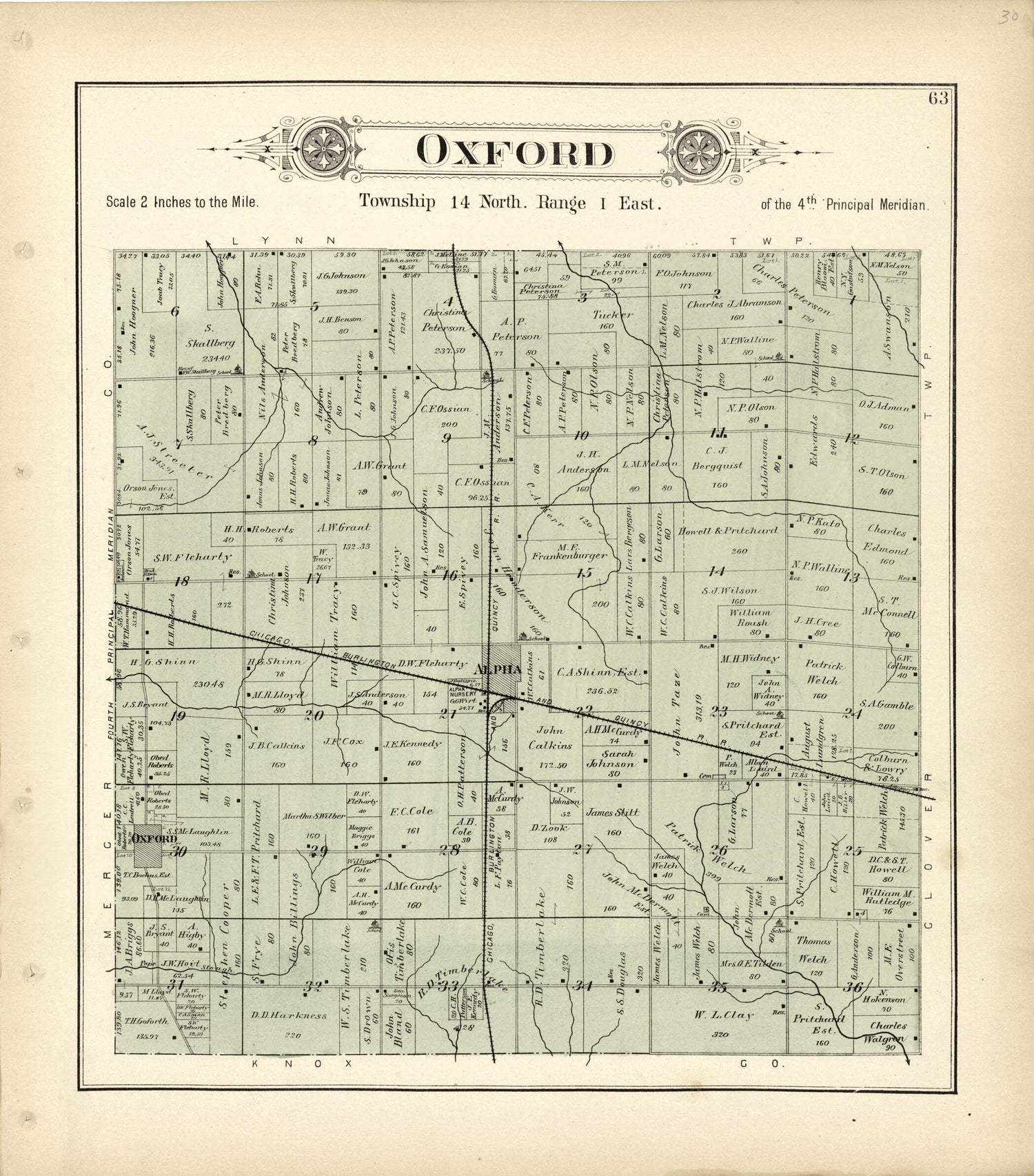 This old map of Oxford from Plat Book of Henry County, Illinois from 1893 was created by  Geo. A. Ogle &amp; Co in 1893