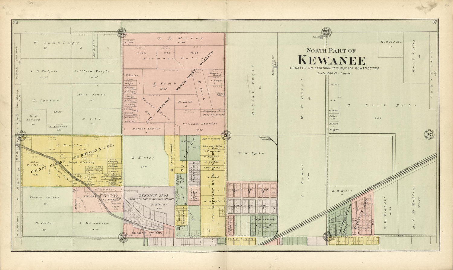 This old map of North Part of Kewanee from Plat Book of Henry County, Illinois from 1893 was created by  Geo. A. Ogle &amp; Co in 1893
