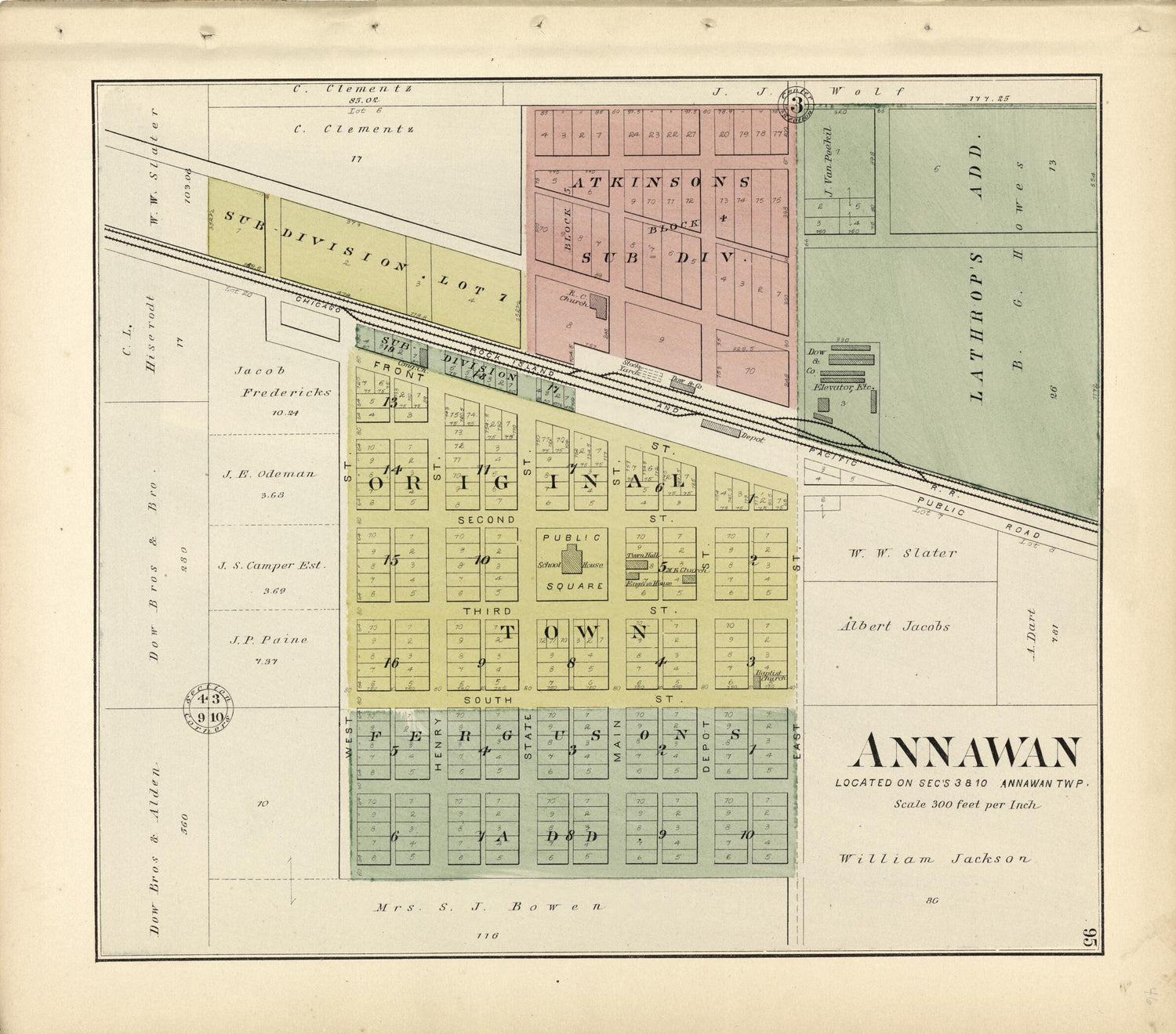This old map of Annawan from Plat Book of Henry County, Illinois from 1893 was created by  Geo. A. Ogle &amp; Co in 1893
