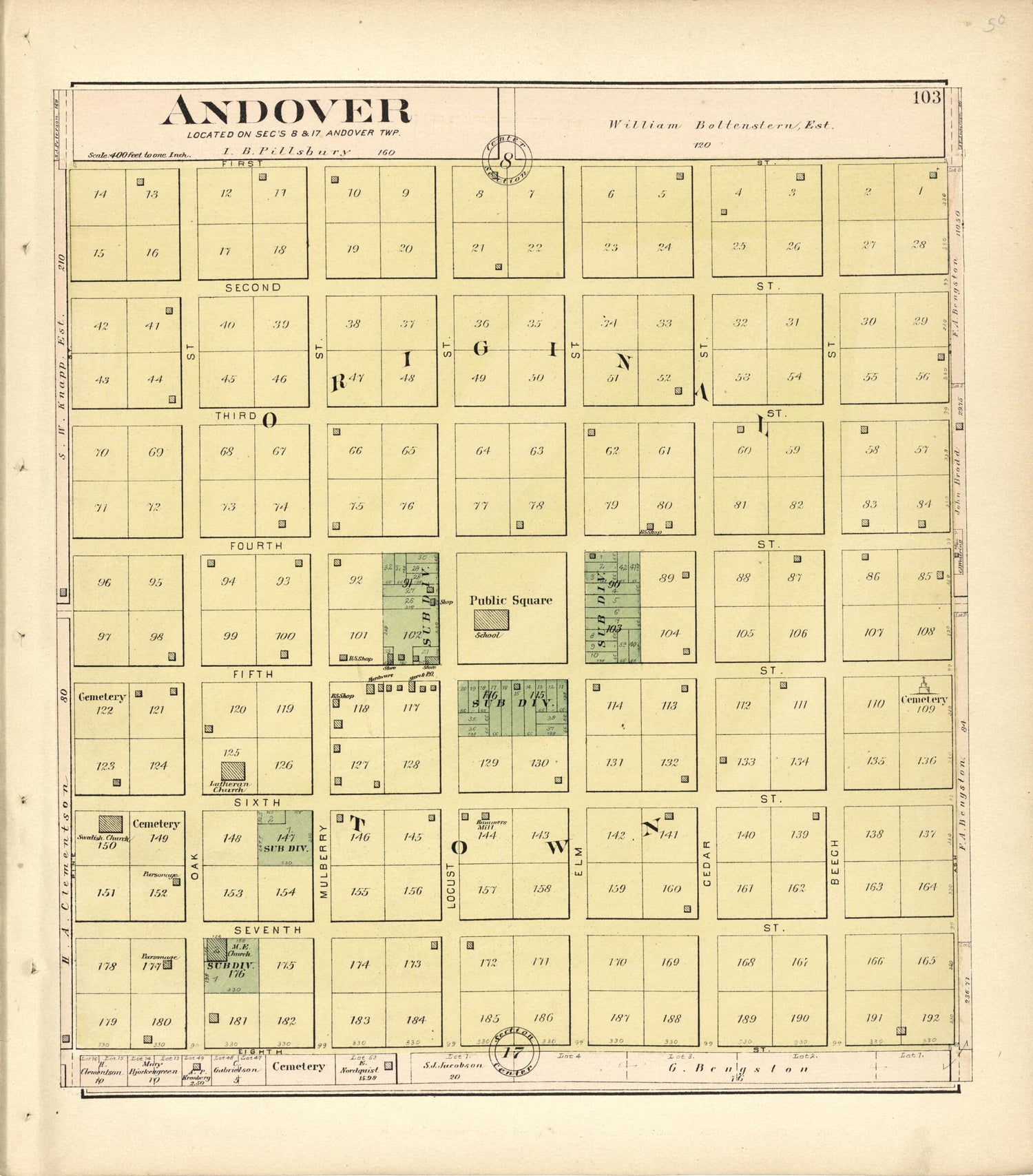 This old map of Andover from Plat Book of Henry County, Illinois from 1893 was created by  Geo. A. Ogle &amp; Co in 1893