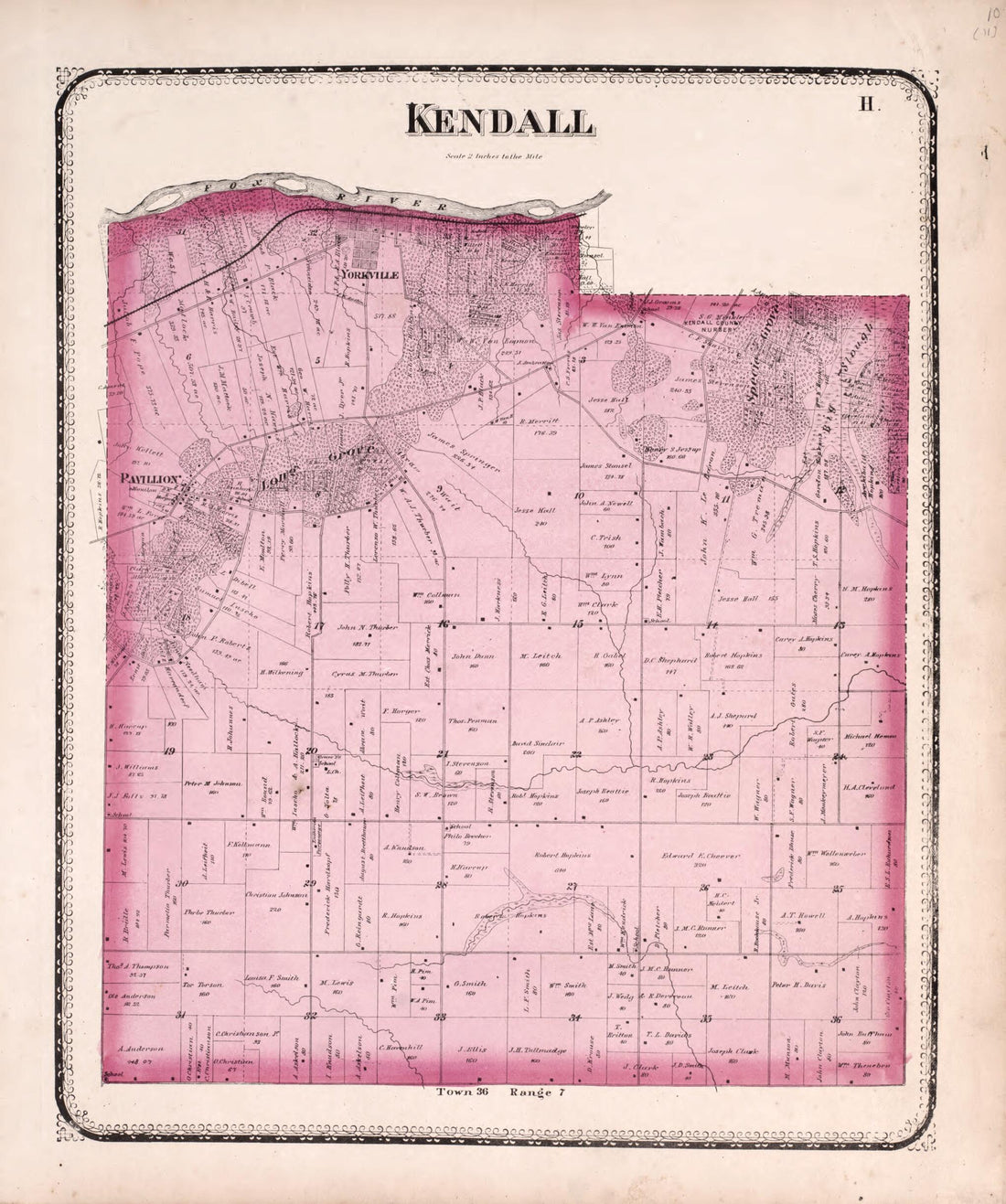 This old map of Kendall from State of Illinois Combined Town, County, State, National and General Atlas from 1870 was created by  Worley &amp; Bracher in 1870