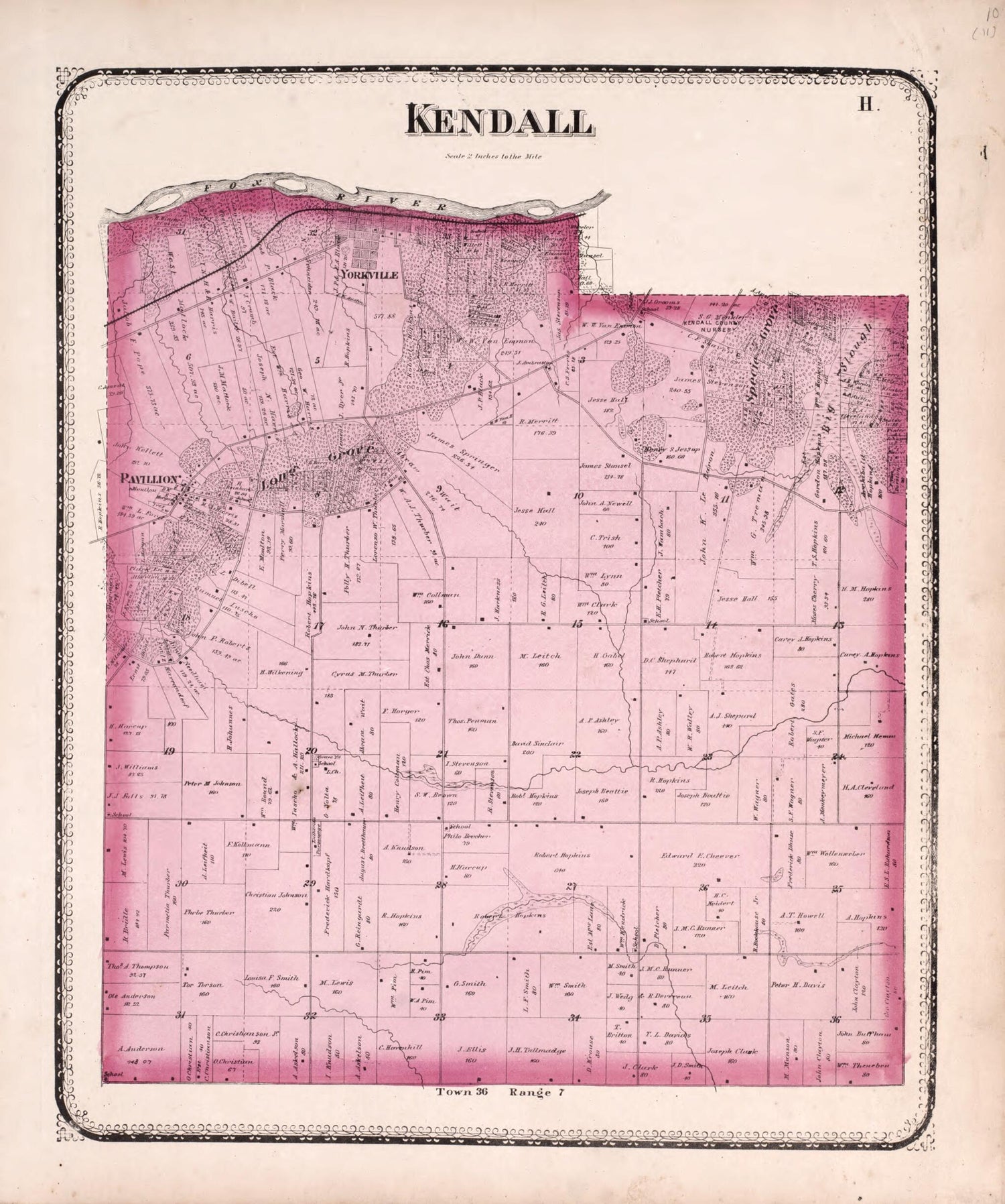This old map of Kendall from State of Illinois Combined Town, County, State, National and General Atlas from 1870 was created by  Worley &amp; Bracher in 1870