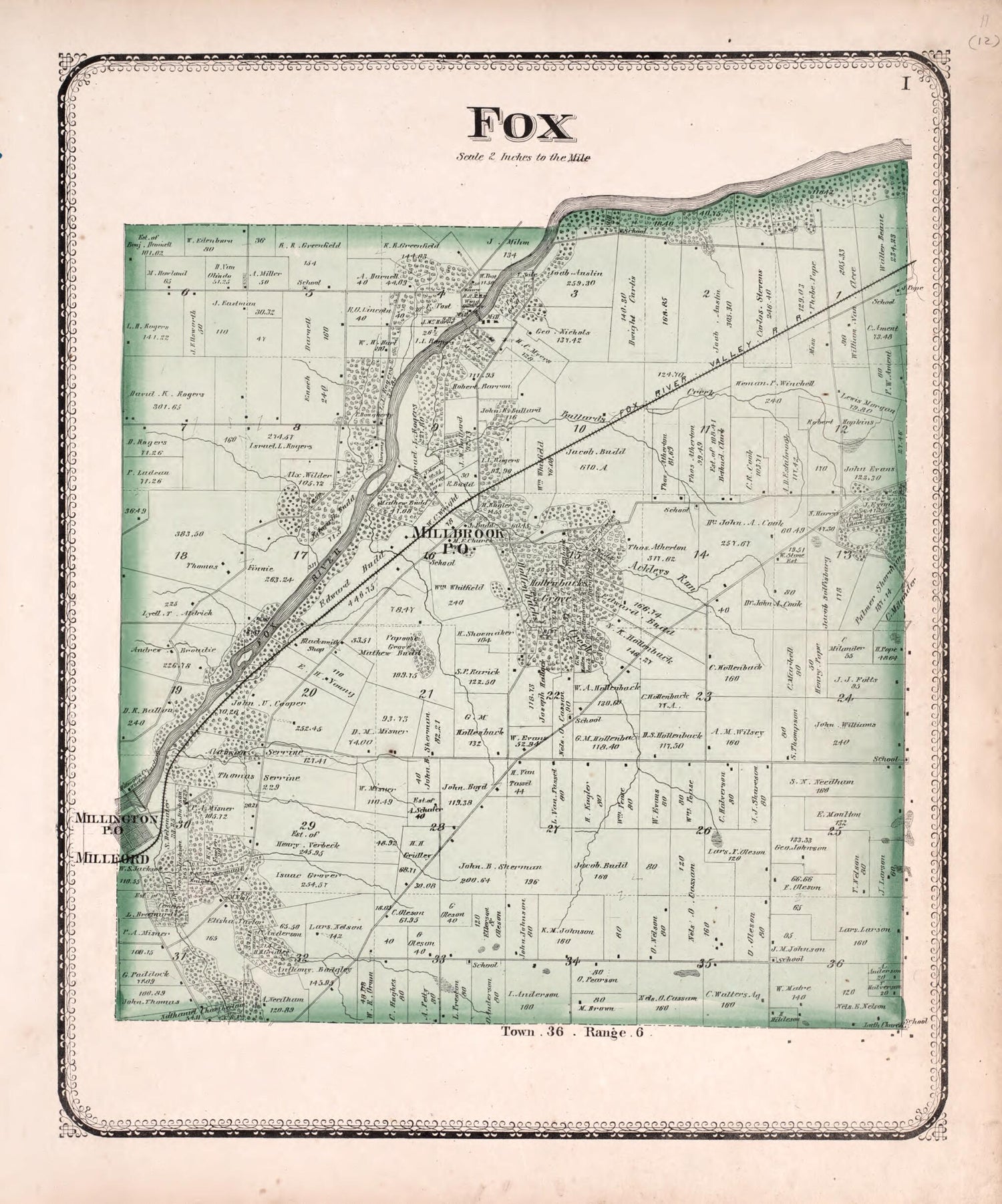 This old map of Fox from State of Illinois Combined Town, County, State, National and General Atlas from 1870 was created by  Worley &amp; Bracher in 1870