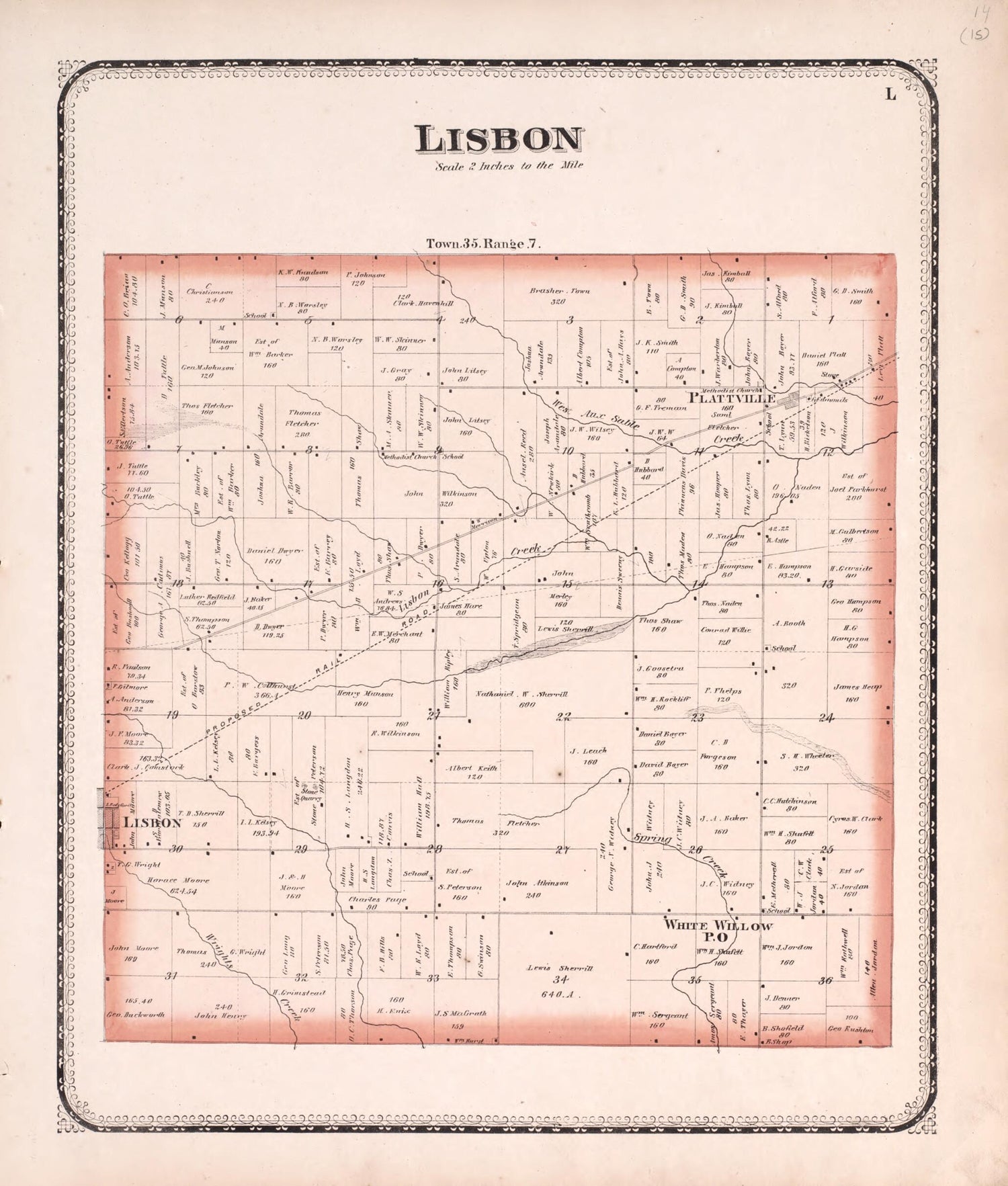 This old map of Lisbon from State of Illinois Combined Town, County, State, National and General Atlas from 1870 was created by  Worley &amp; Bracher in 1870