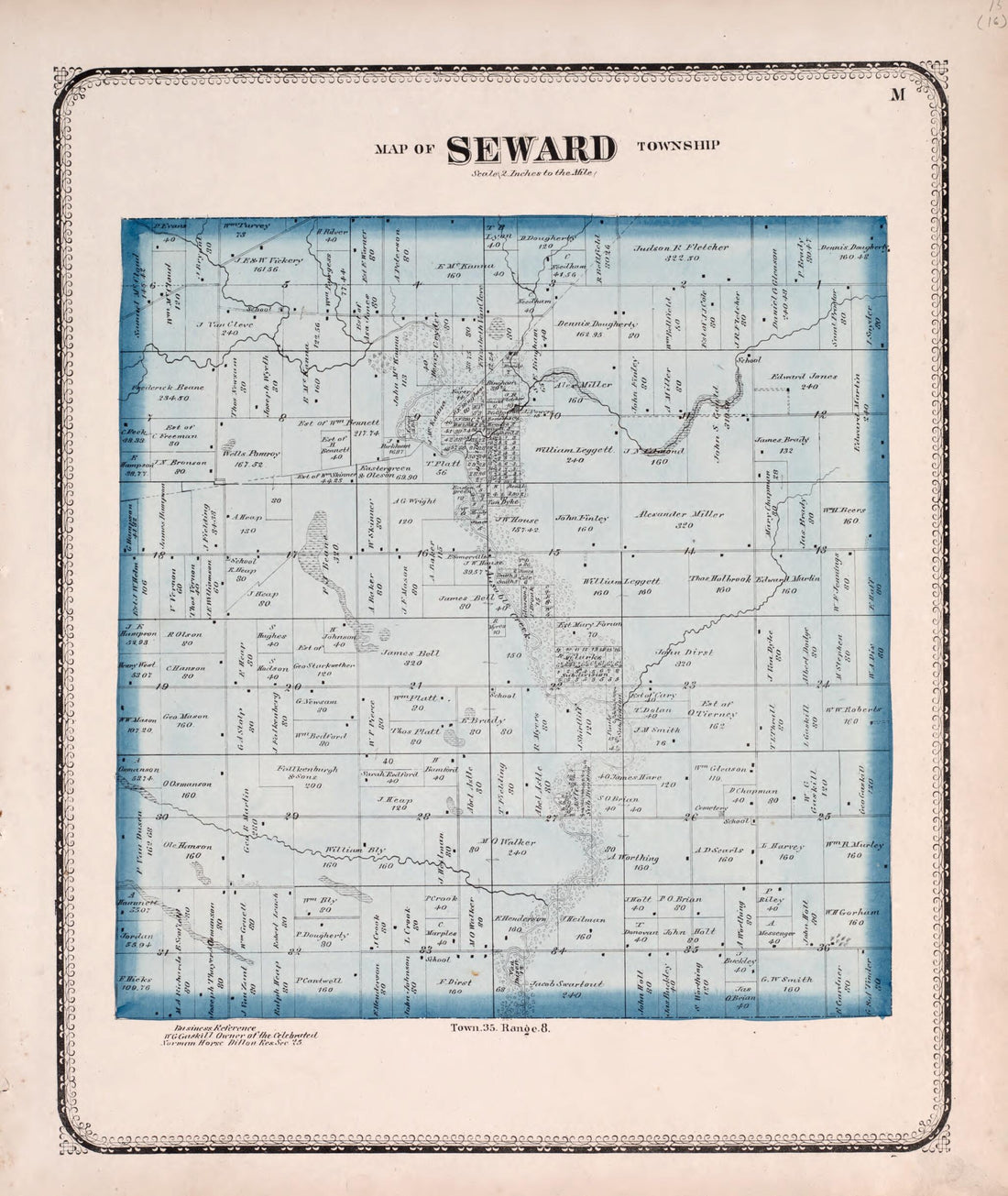 This old map of Seward from State of Illinois Combined Town, County, State, National and General Atlas from 1870 was created by  Worley &amp; Bracher in 1870