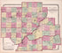 Fulton, McDonough,Schuyler, Mason, Cass & Menard from State of Illinois Combined Town, County, State, National and General Atlas 1870 by Relic Map Company