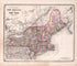 New England and New York from State of Illinois Combined Town, County, State, National and General Atlas 1870 by Relic Map Company