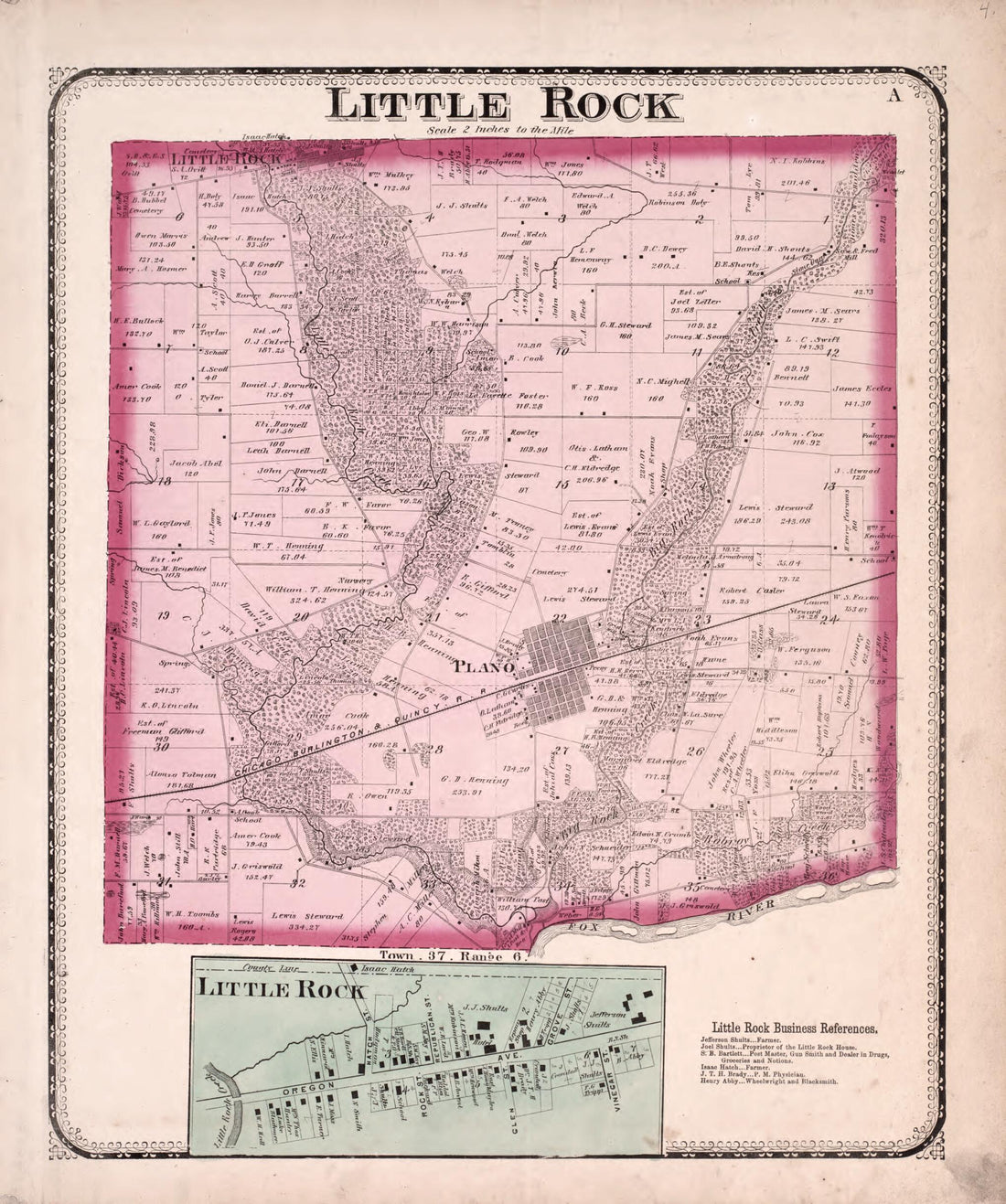 This old map of Little Rock from State of Illinois Combined Town, County, State, National and General Atlas from 1870 was created by  Worley &amp; Bracher in 1870