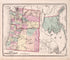 Washington & Oregon; Alaska from State of Illinois Combined Town, County, State, National and General Atlas 1870 by Relic Map Company