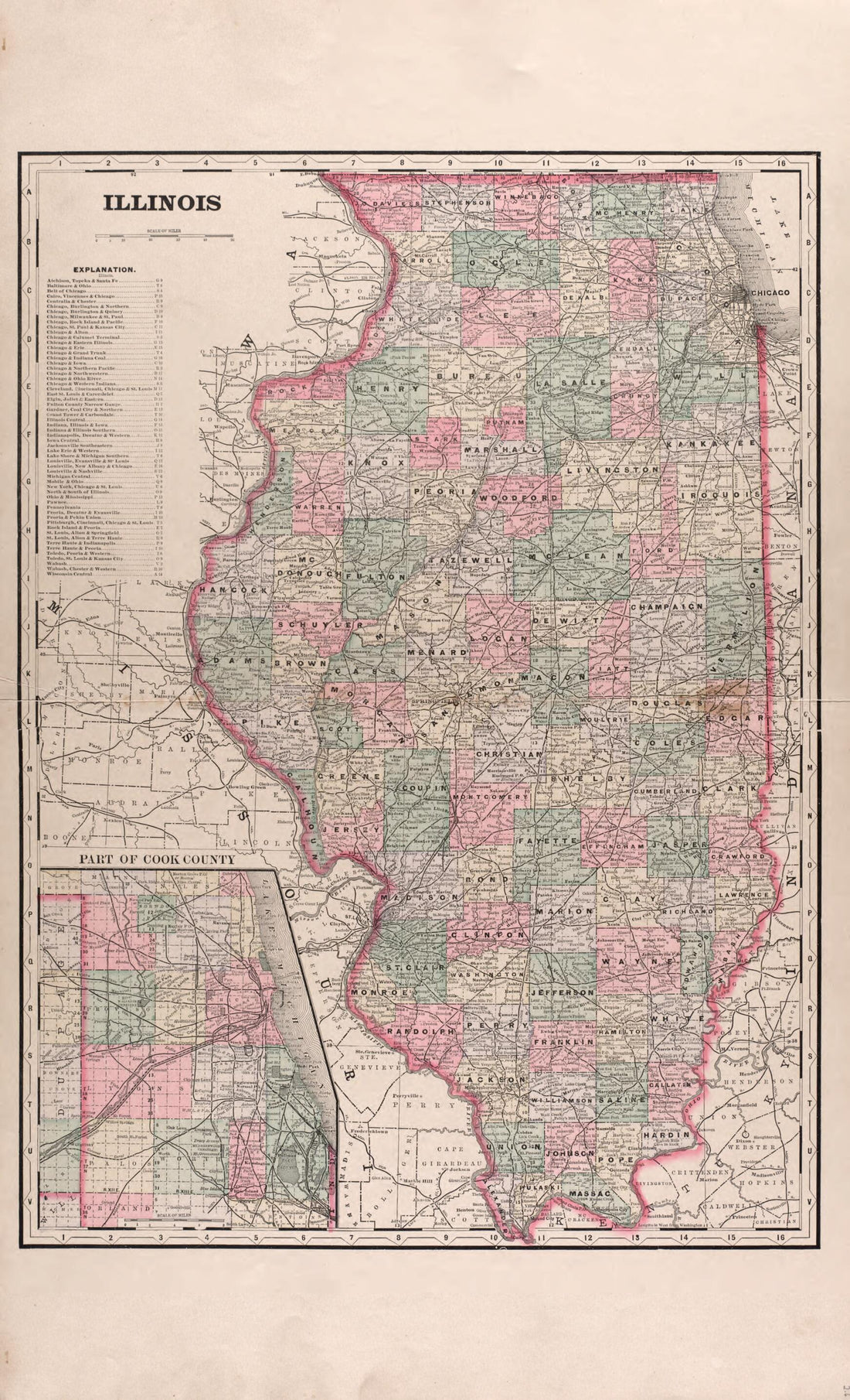 This old map of Illinois from Plat Book of Mason County, Illinois from 1891 was created by Wm. (William) Bracher in 1891
