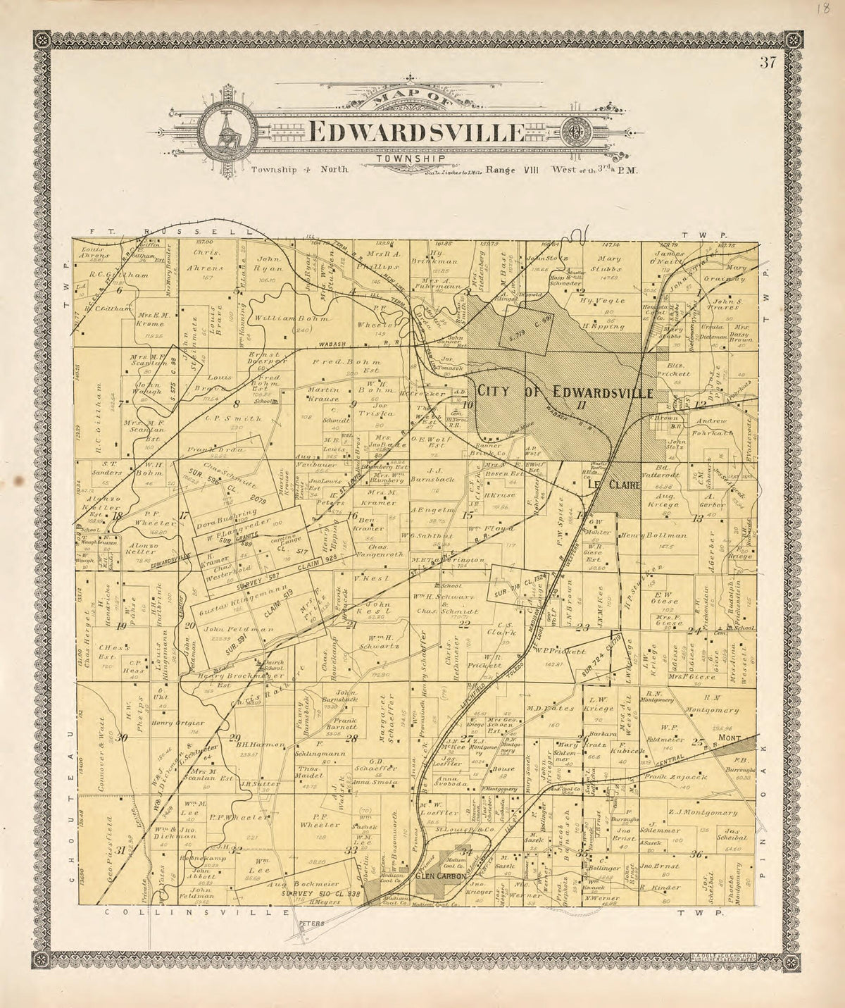 Edwardsville Township from Standard Atlas of Madison County, Illinois 1906 by Relic Map Company