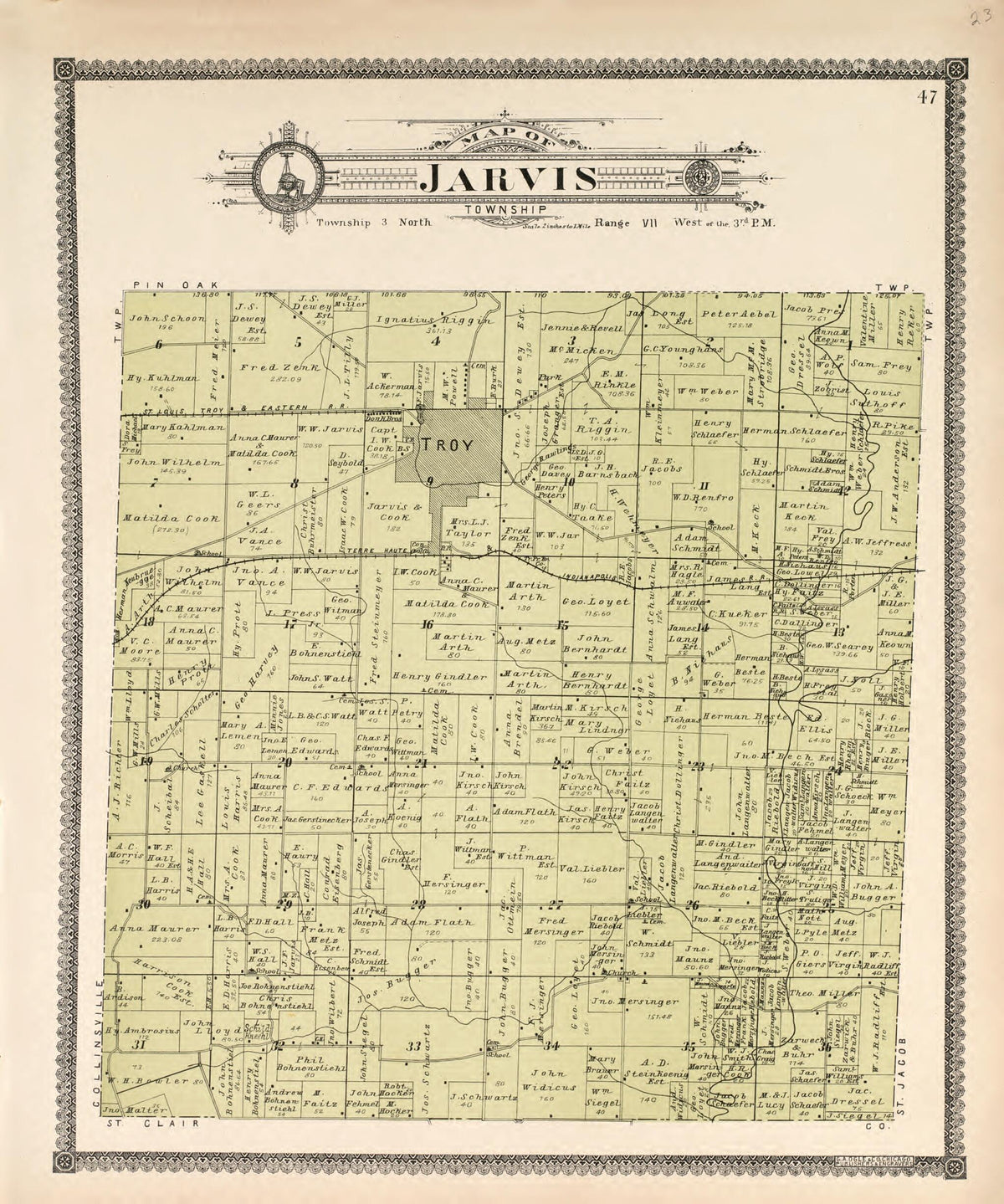 Jarvis Township from Standard Atlas of Madison County, Illinois 1906 by Relic Map Company