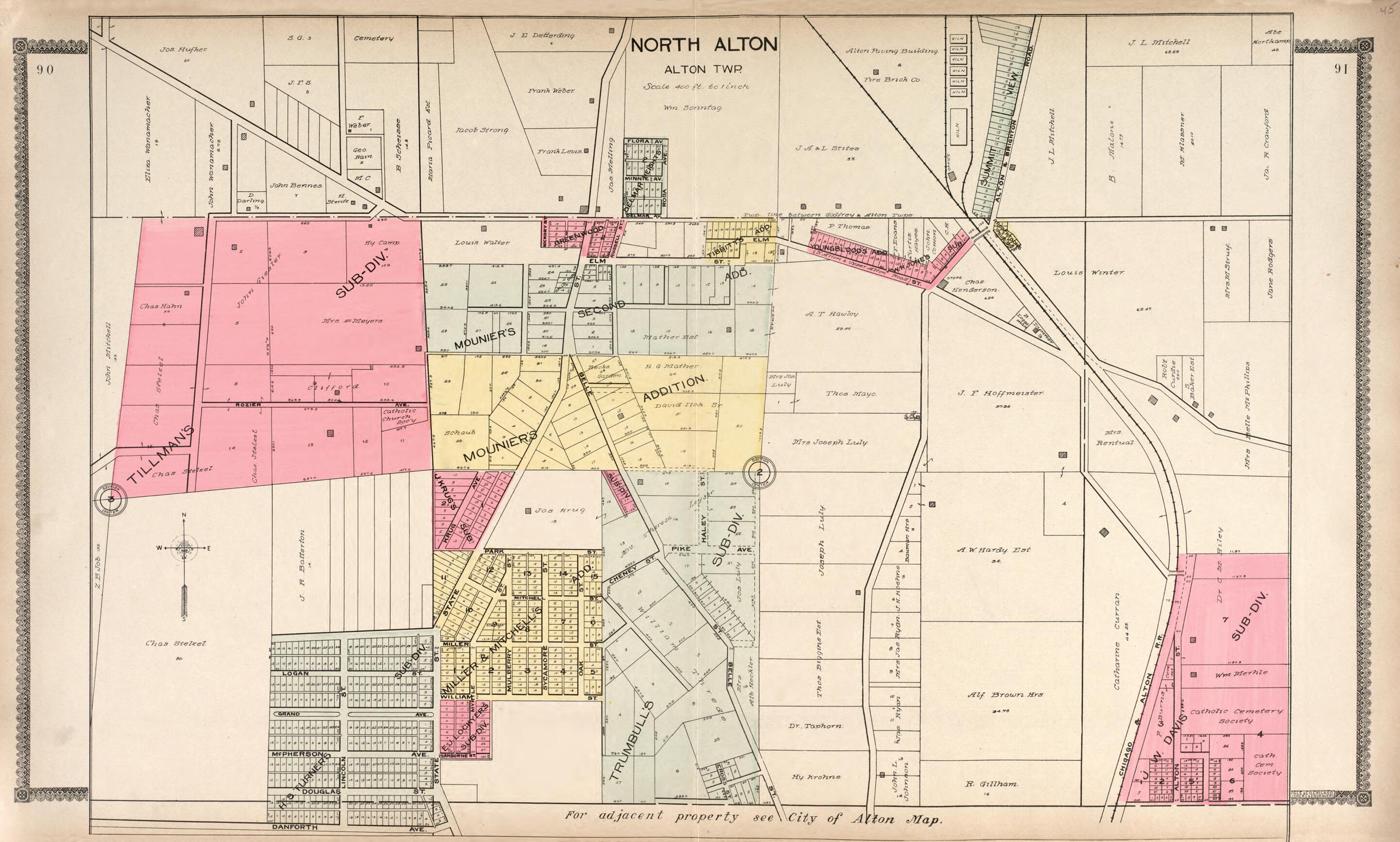 This old map of North Alton from Standard Atlas of Madison County, Illinois from 1906 was created by  Geo. A. Ogle &amp; Co in 1906