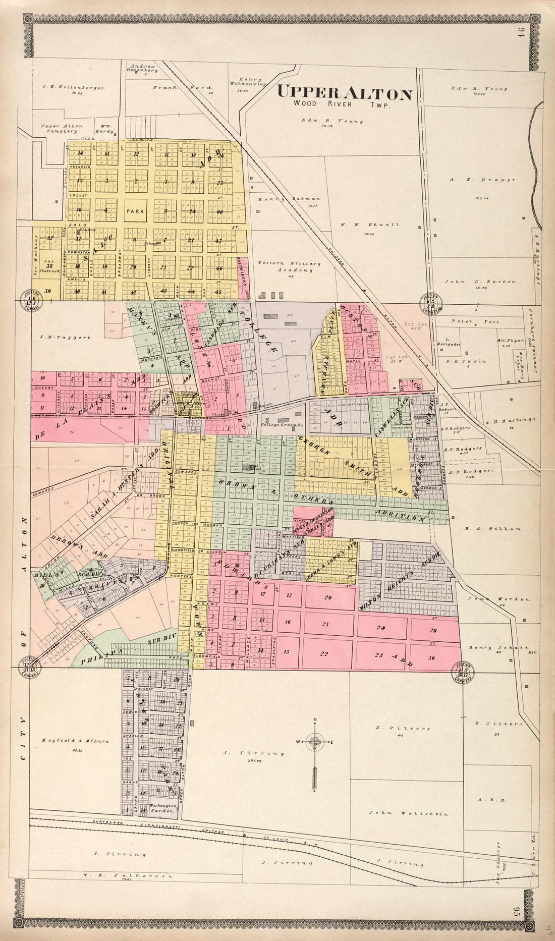 This old map of Upper Alton from Standard Atlas of Madison County, Illinois from 1906 was created by  Geo. A. Ogle &amp; Co in 1906