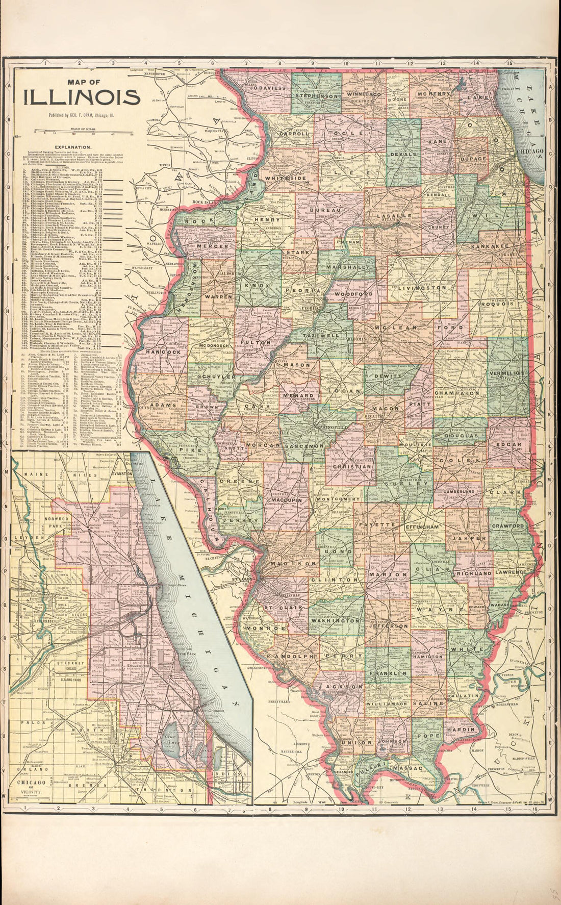 This old map of Illinois from Standard Atlas of Madison County, Illinois from 1906 was created by  Geo. A. Ogle &amp; Co in 1906