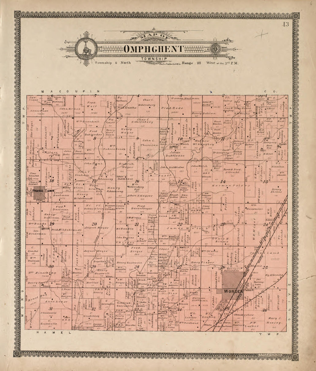 This old map of Omphghent Township from Standard Atlas of Madison County, Illinois from 1906 was created by  Geo. A. Ogle &amp; Co in 1906