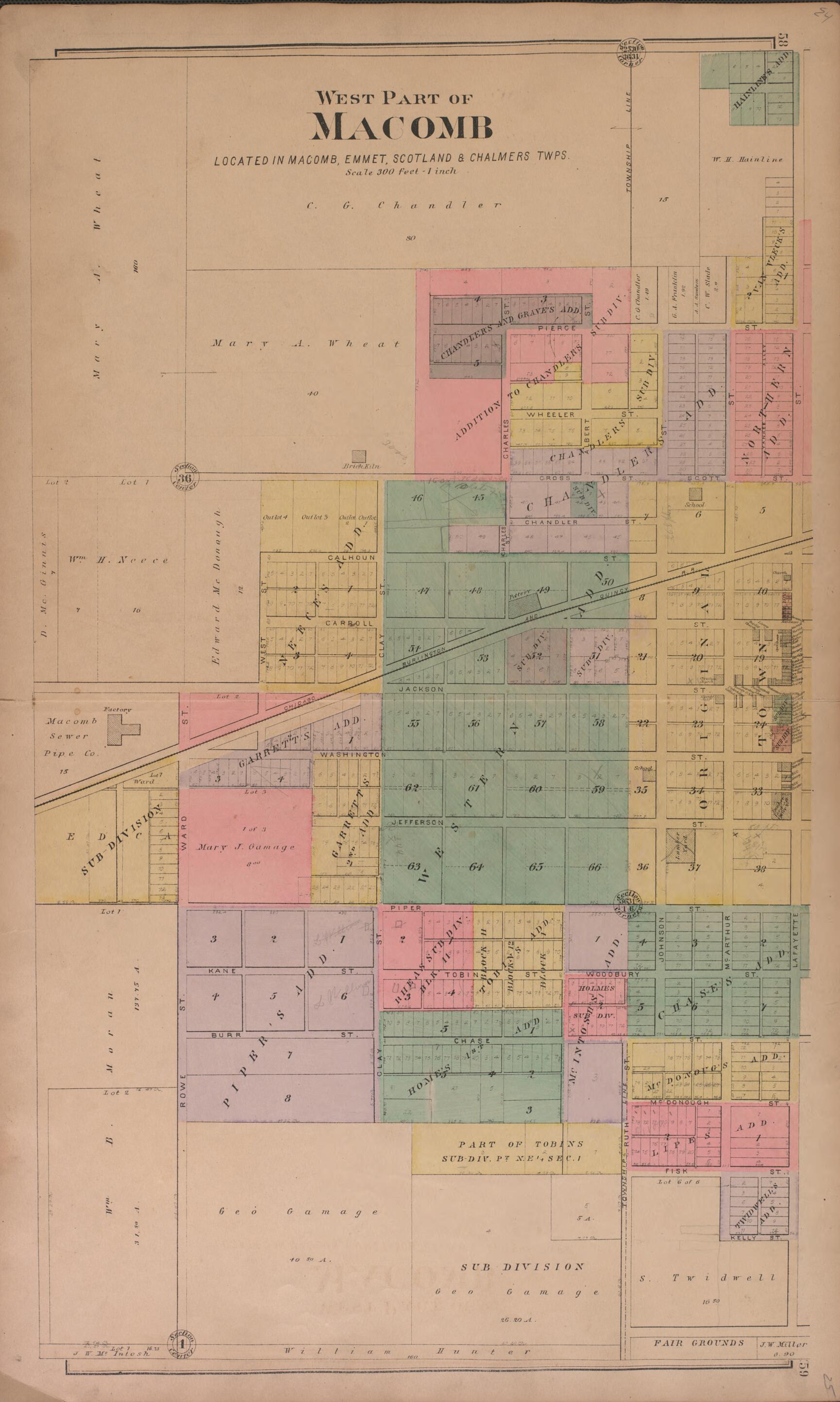 This old map of West Part of Macomb from Plat Book of McDonough County, Illinois from 1893 was created by  Occidental Publishing Company in 1893