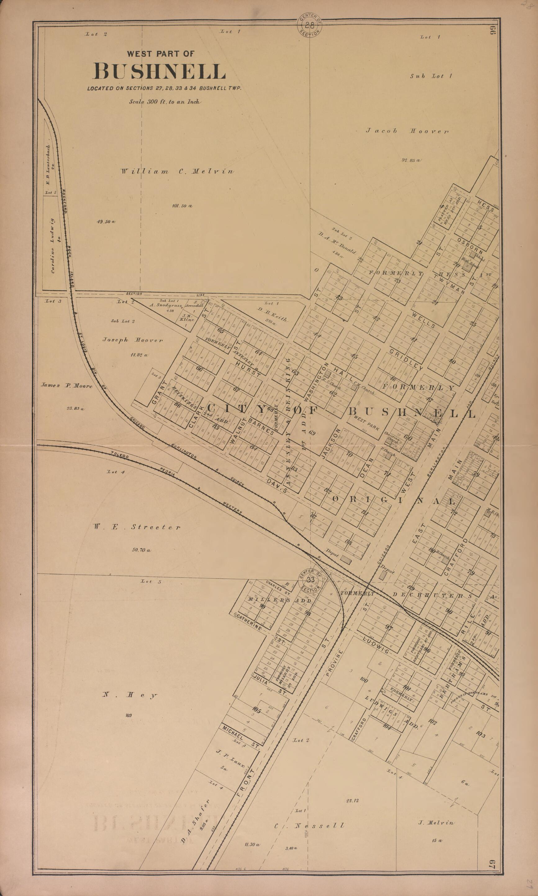 This old map of Bushnell--continued from Plat Book of McDonough County, Illinois from 1893 was created by  Occidental Publishing Company in 1893