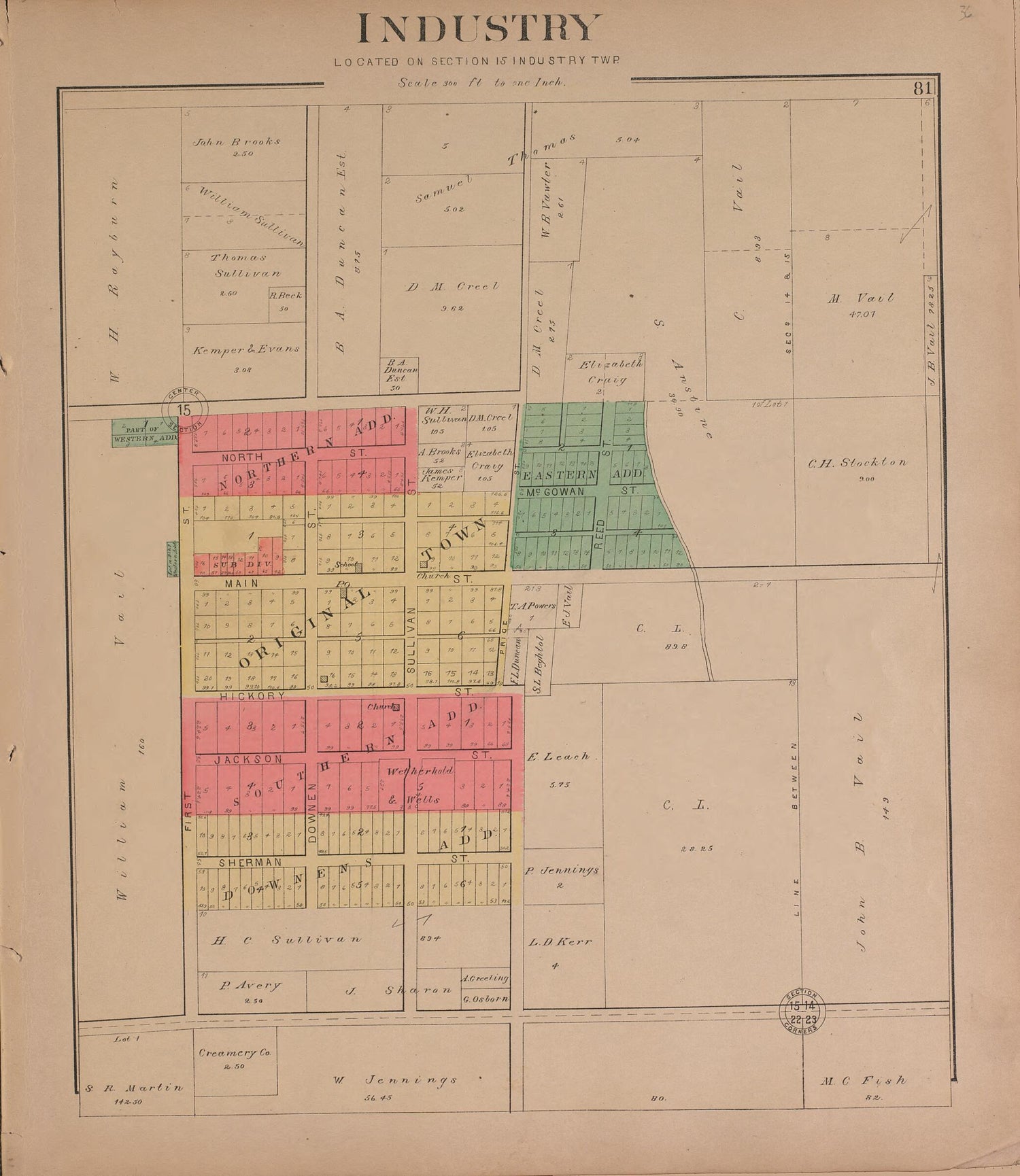 This old map of Industry from Plat Book of McDonough County, Illinois from 1893 was created by  Occidental Publishing Company in 1893