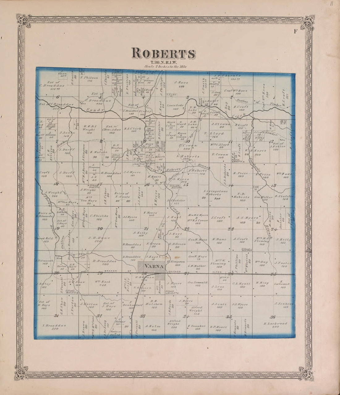 This old map of Roberts from State of Illinois Combined Town, County, State, National and General Atlas from 1870 was created by  Warner &amp; Beers in 1870