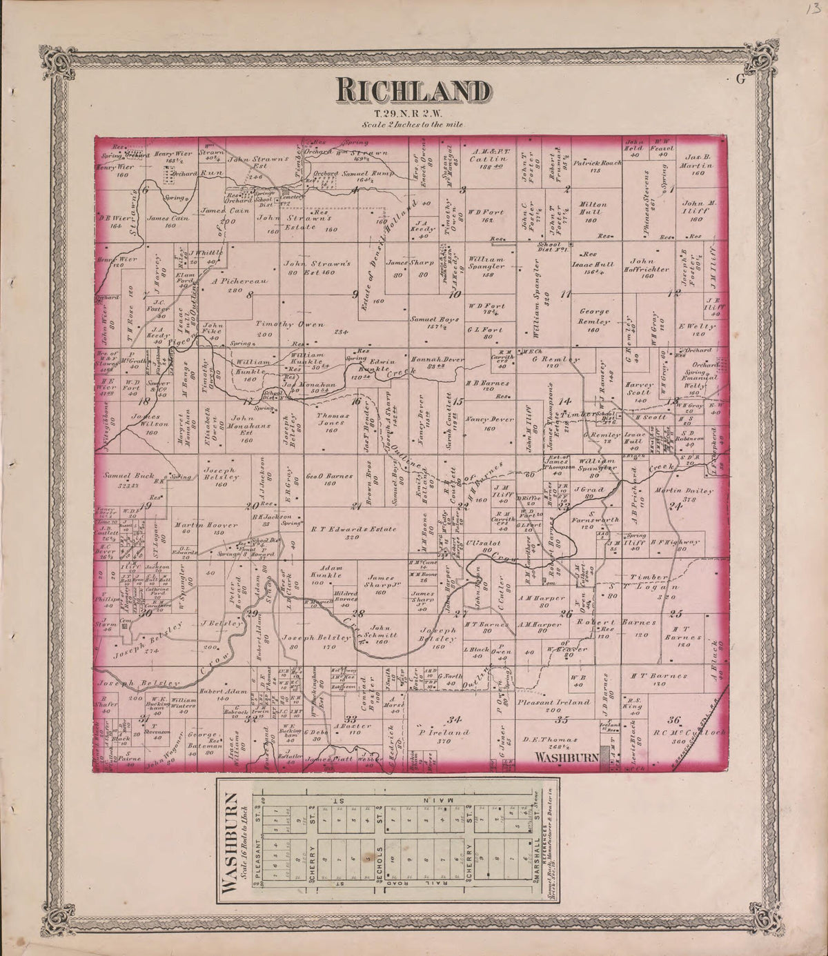 Richland from State of Illinois Combined Town, County, State, National and General Atlas 1870 by Relic Map Company