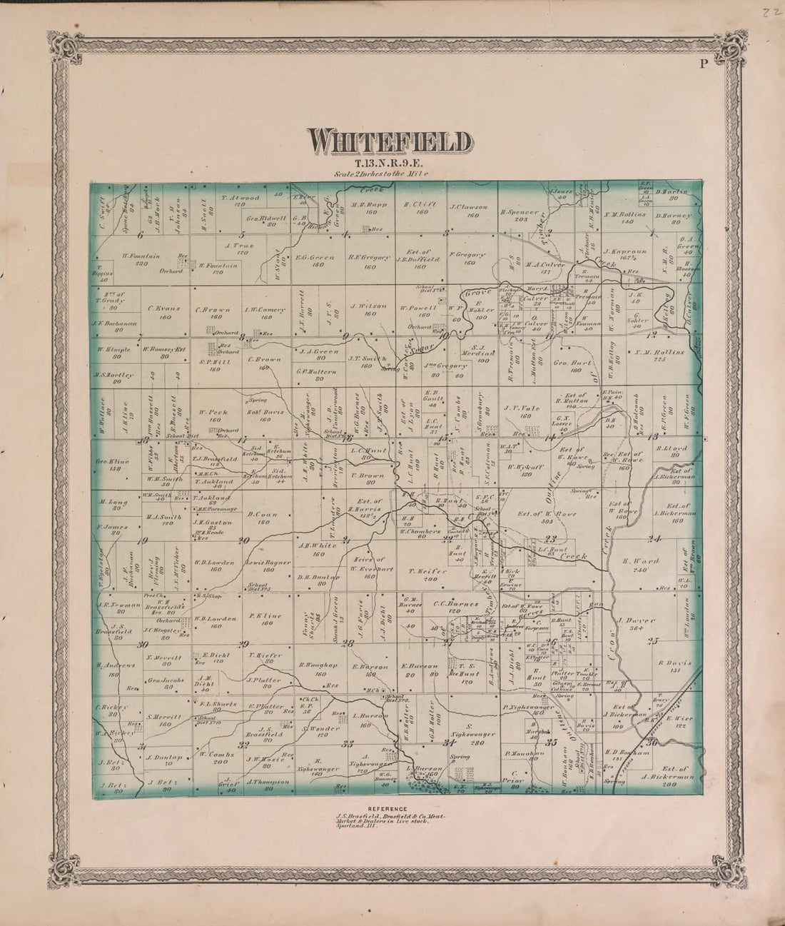 This old map of Whitefield from State of Illinois Combined Town, County, State, National and General Atlas from 1870 was created by  Warner &amp; Beers in 1870