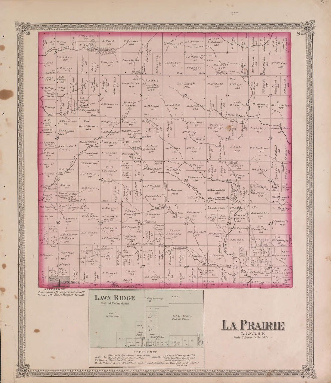 This old map of La Prairie from State of Illinois Combined Town, County, State, National and General Atlas from 1870 was created by  Warner &amp; Beers in 1870