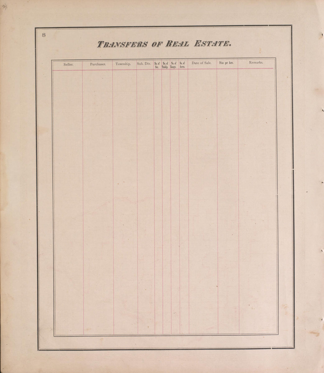 This old map of Transfers of Real Estate from State of Illinois Combined Town, County, State, National and General Atlas from 1870 was created by  Warner &amp; Beers in 1870