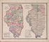 Political Map of Illinois from State of Illinois Combined Town, County, State, National and General Atlas 1870 by Relic Map Company