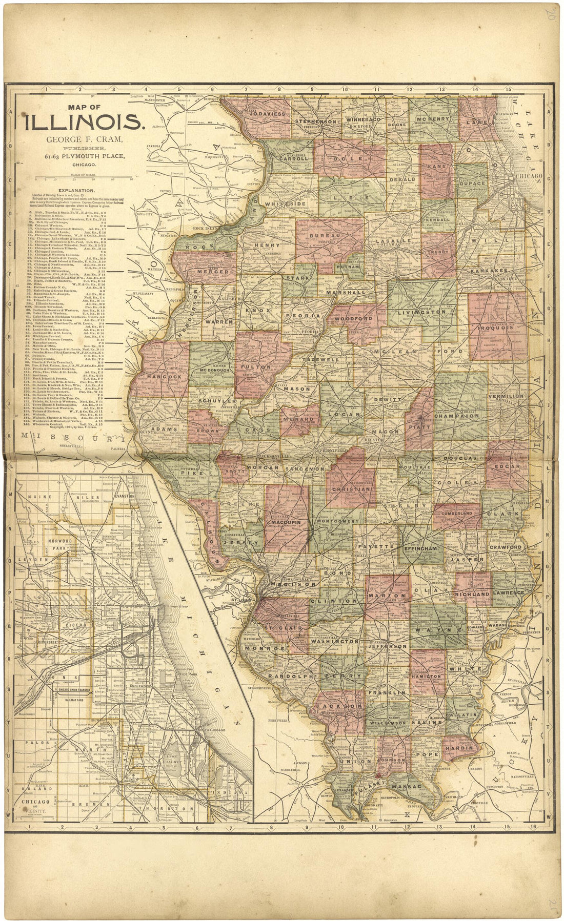 This old map of Map of Illinois from Standard Atlas of Monroe County, Illinois from 1901 was created by  Geo. A. Ogle &amp; Co in 1901