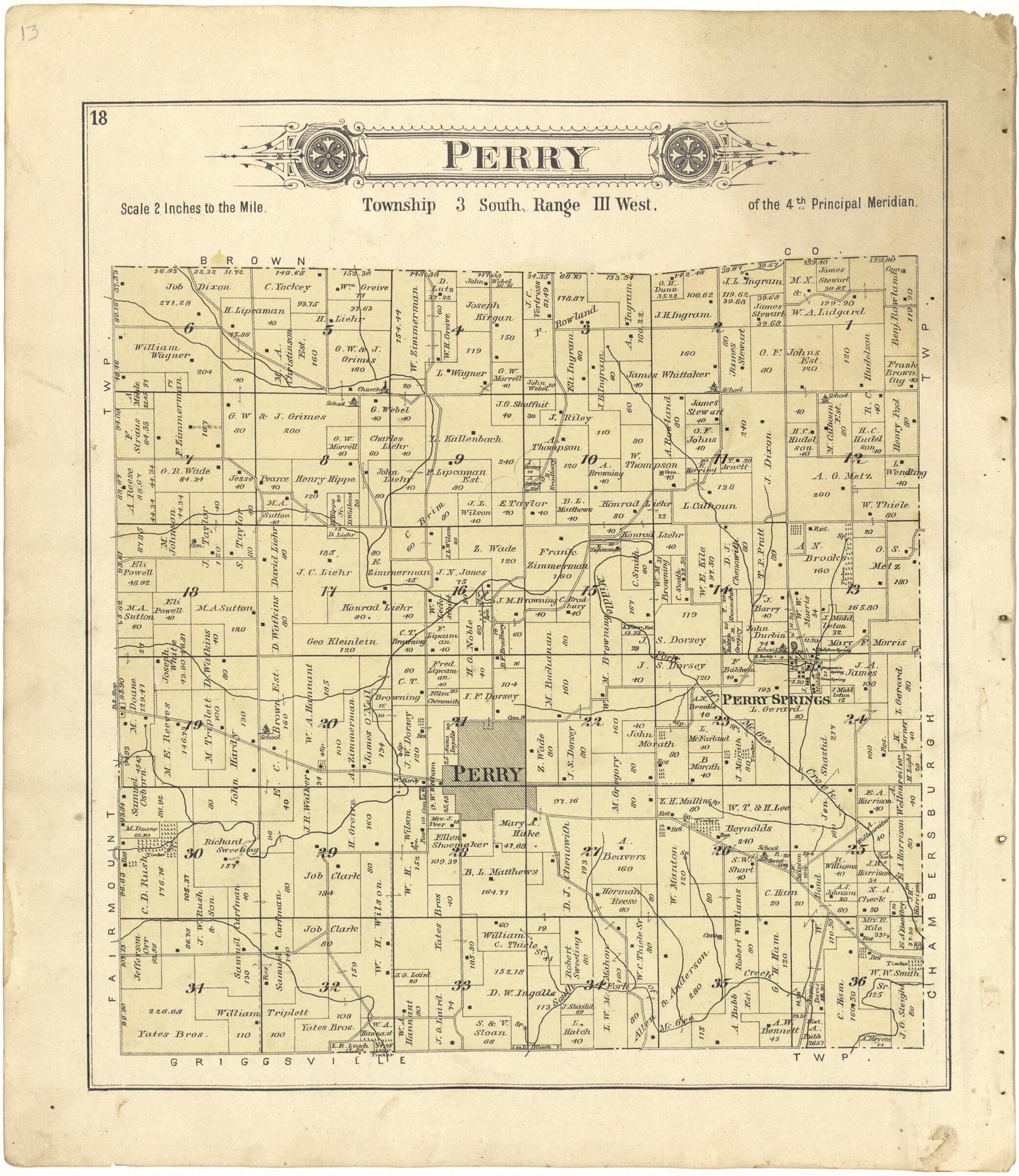 This old map of Perry from Standard Atlas of Pike County, Illinois from 1895 was created by  Geo. A. Ogle &amp; Co in 1895