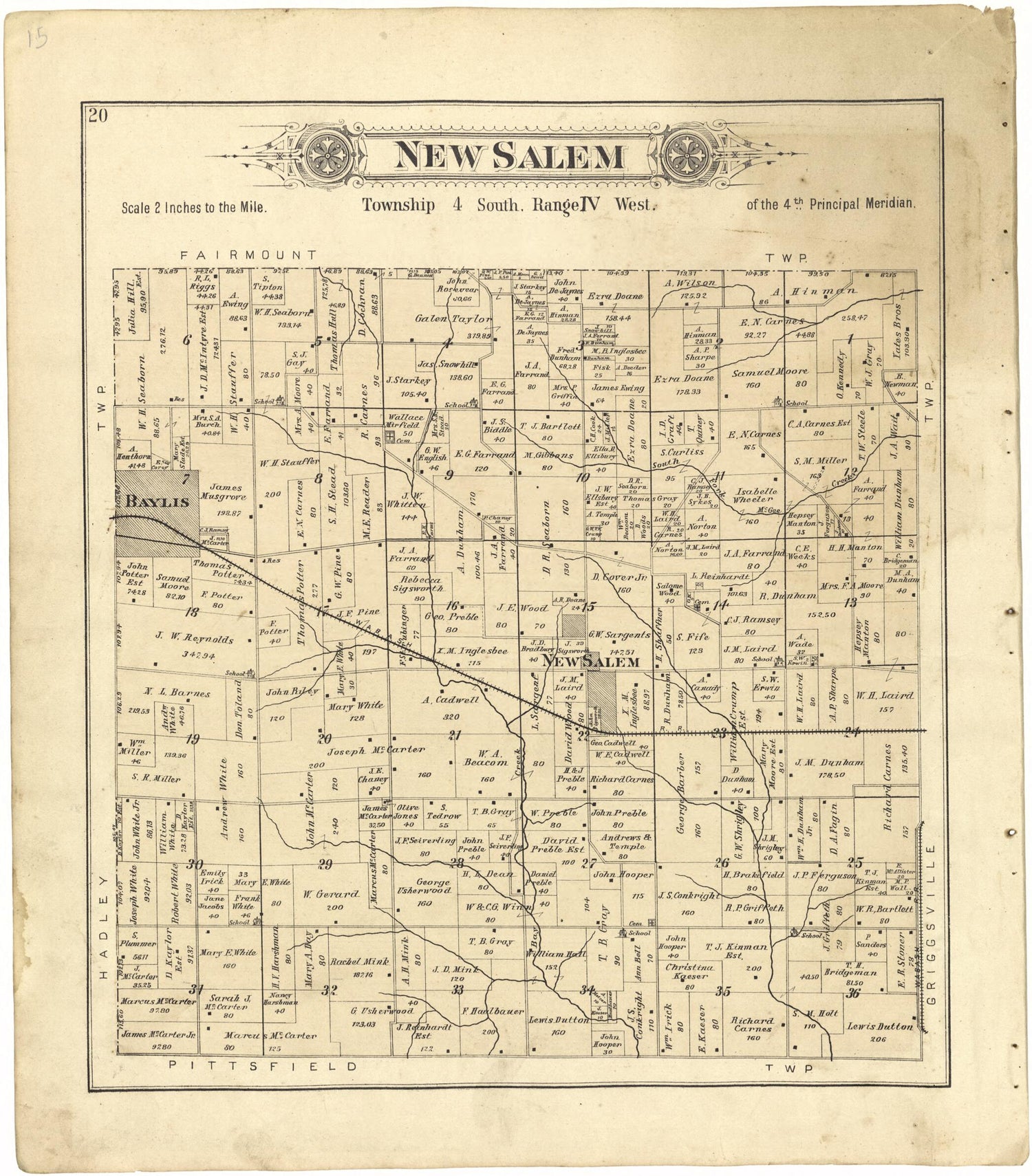 This old map of New Salem from Standard Atlas of Pike County, Illinois from 1895 was created by  Geo. A. Ogle &amp; Co in 1895