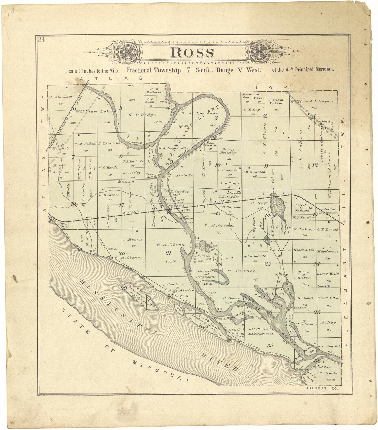 This old map of Ross from Standard Atlas of Pike County, Illinois from 1895 was created by  Geo. A. Ogle &amp; Co in 1895
