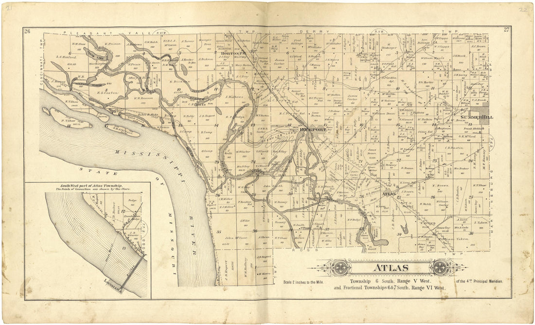 This old map of Atlas from Standard Atlas of Pike County, Illinois from 1895 was created by  Geo. A. Ogle &amp; Co in 1895