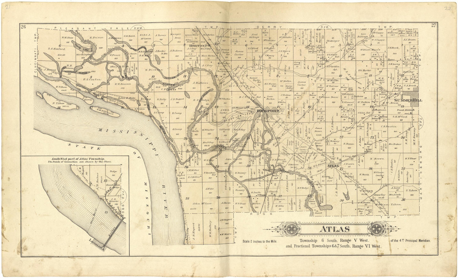 This old map of Atlas from Standard Atlas of Pike County, Illinois from 1895 was created by  Geo. A. Ogle &amp; Co in 1895