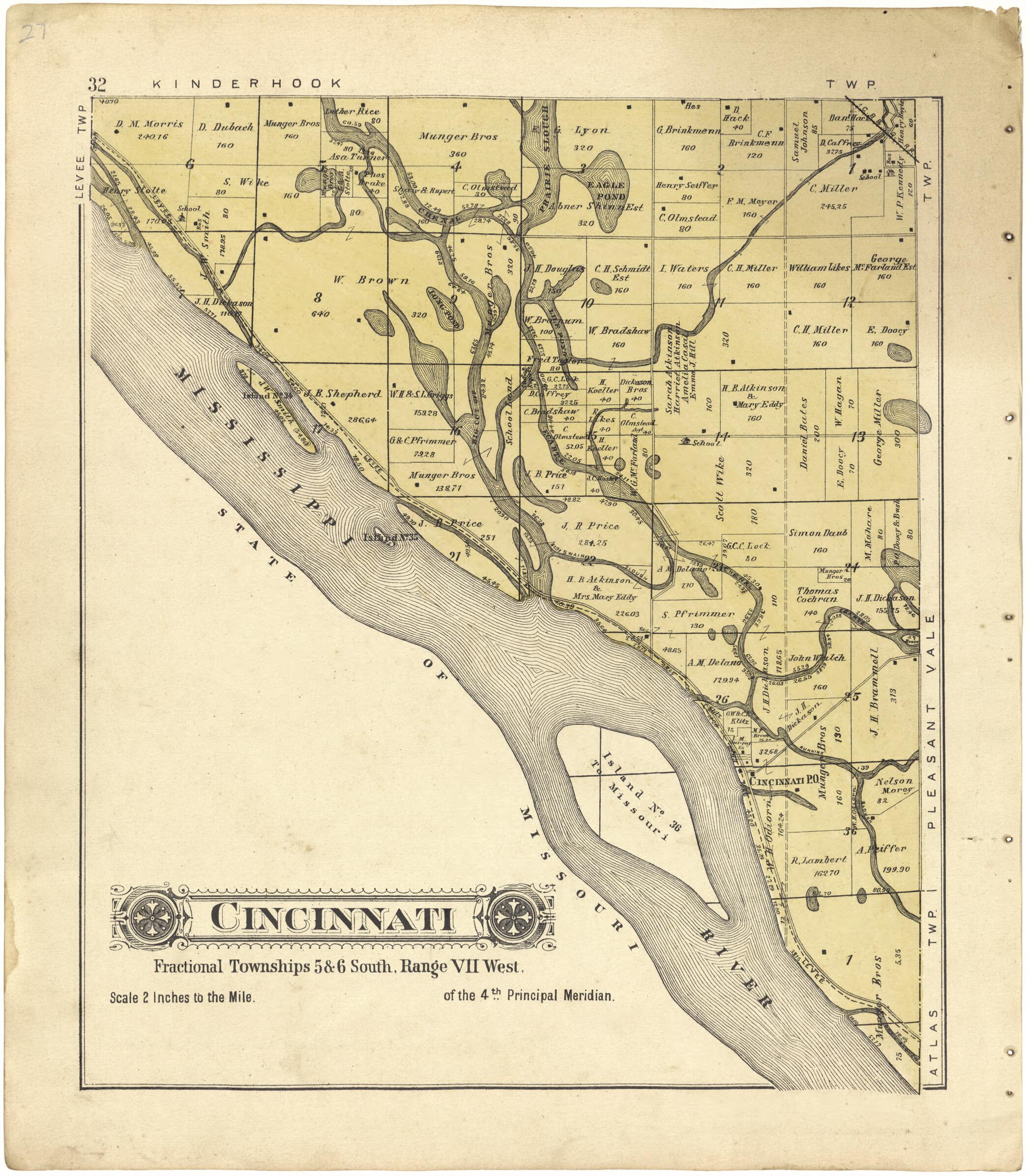This old map of Cincinnati from Standard Atlas of Pike County, Illinois from 1895 was created by  Geo. A. Ogle &amp; Co in 1895