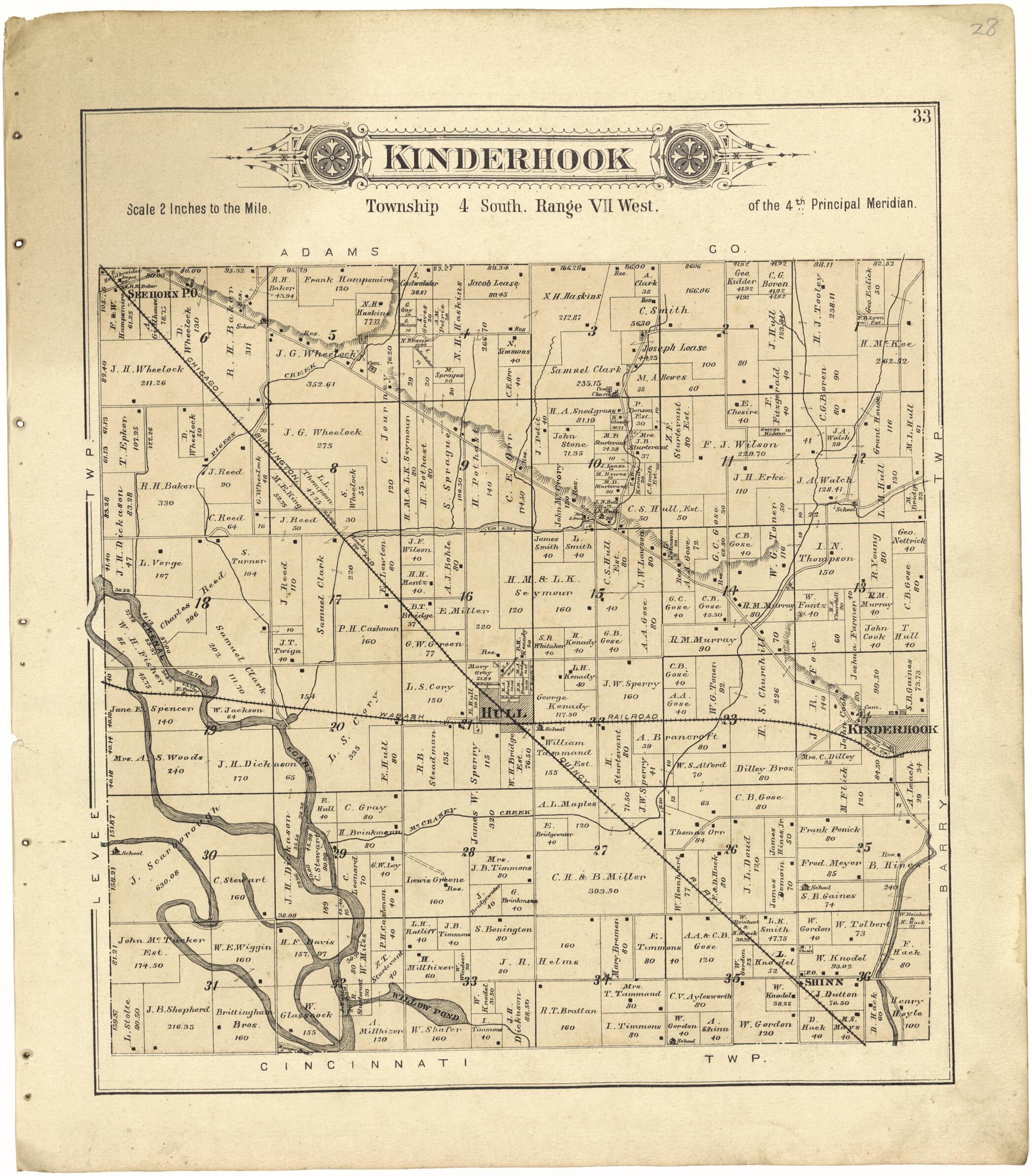 This old map of Kinderhook from Standard Atlas of Pike County, Illinois from 1895 was created by  Geo. A. Ogle &amp; Co in 1895
